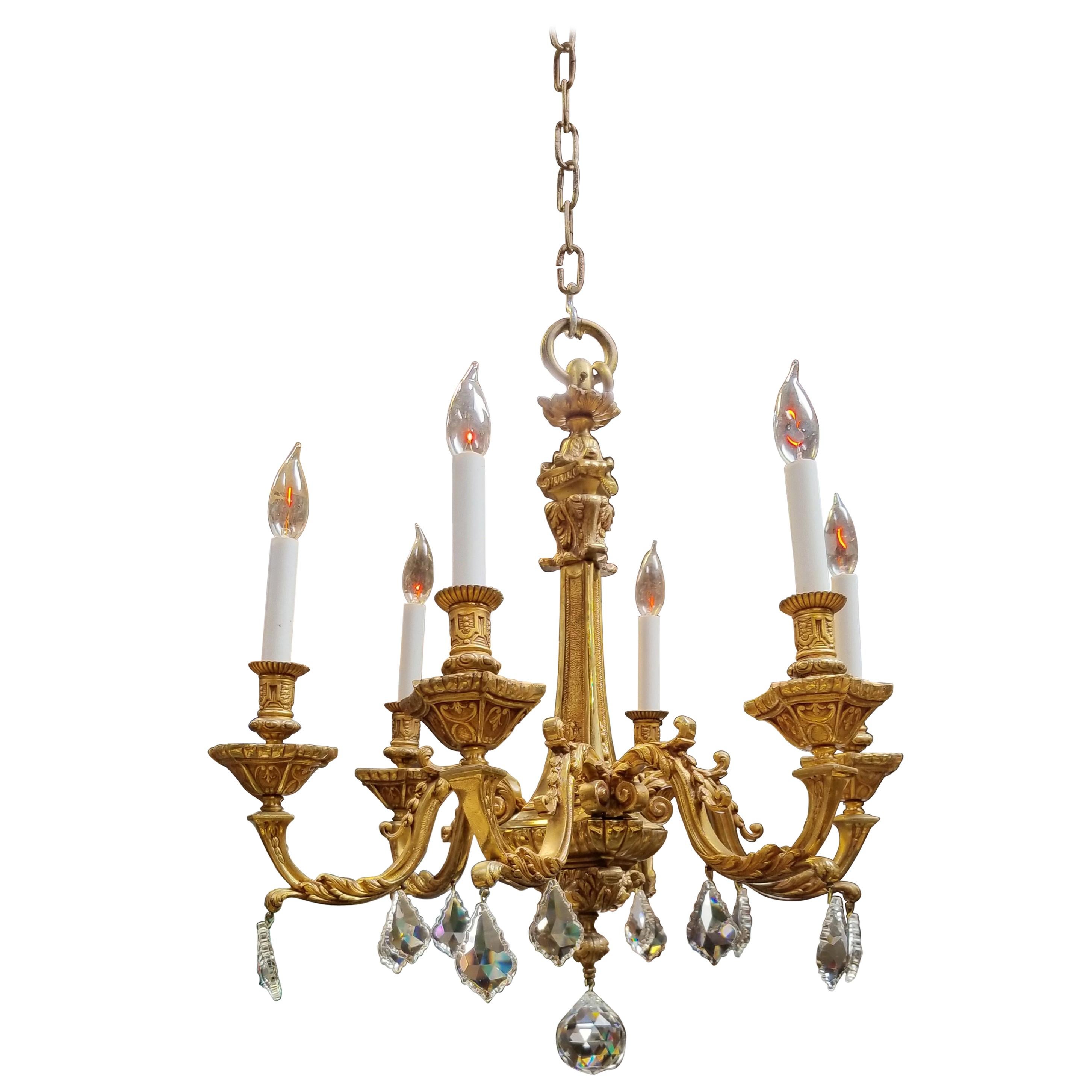 French Gilt Bronze Chandelier, Early 19th Century For Sale
