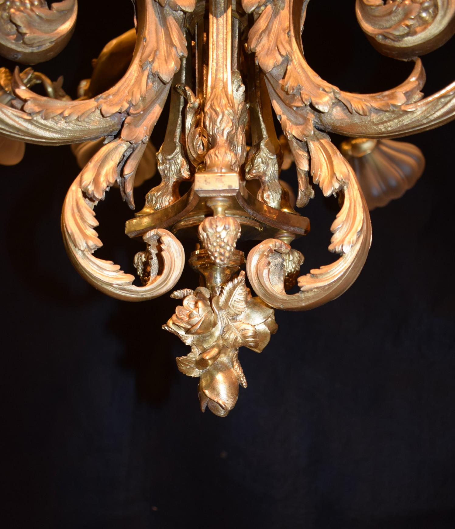 Early 20th Century French Gilt Bronze Chandelier For Sale