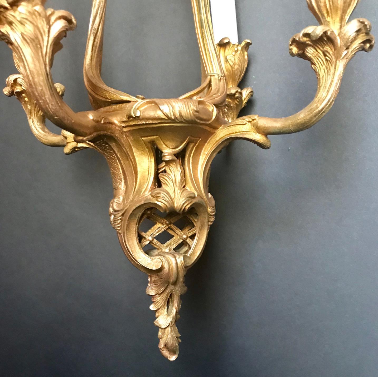 French Gilt Bronze Chandelier, Six-Arm Louis XV Style For Sale 1