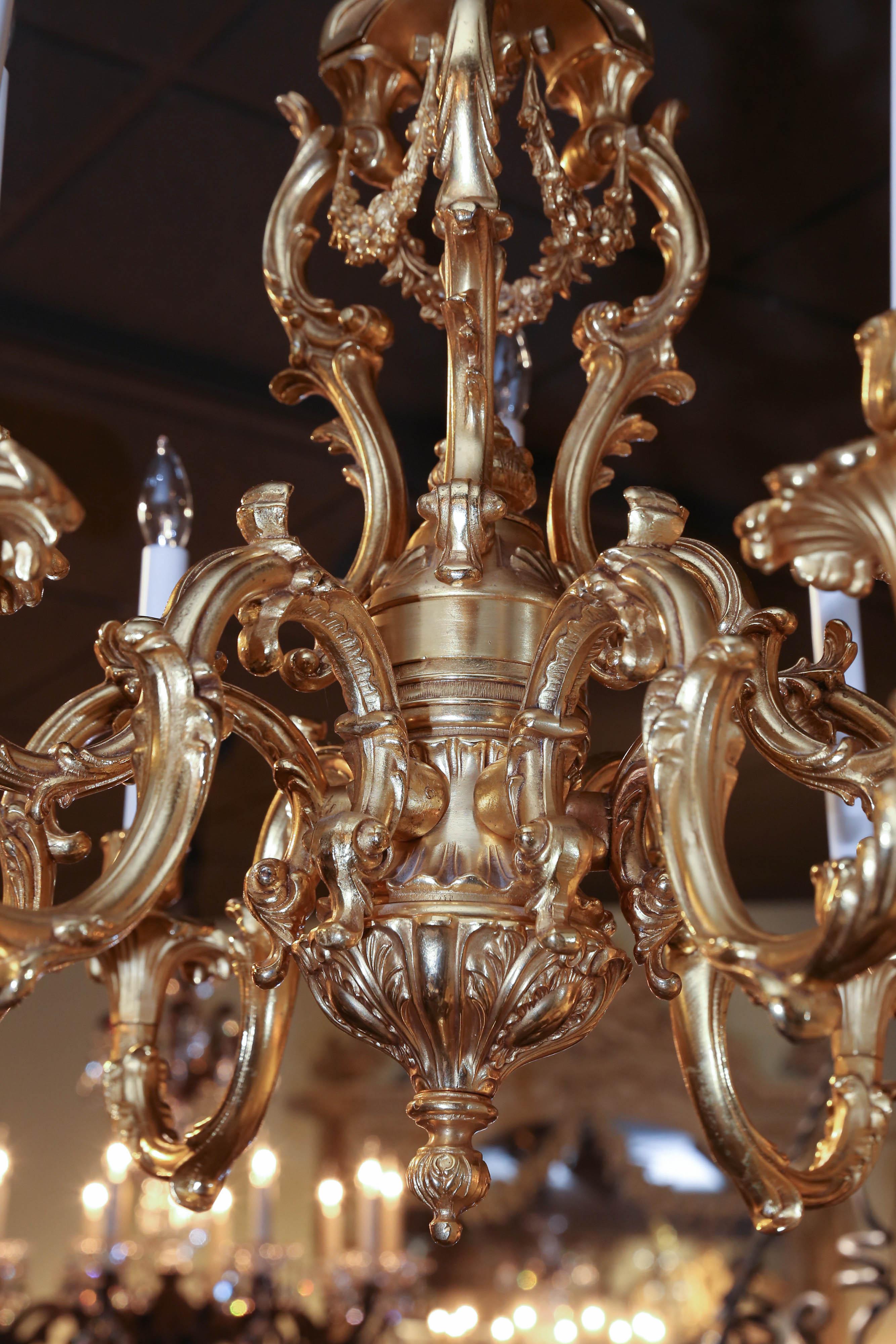 Rococo French Gilt Bronze Chandelier with Nine-Lights