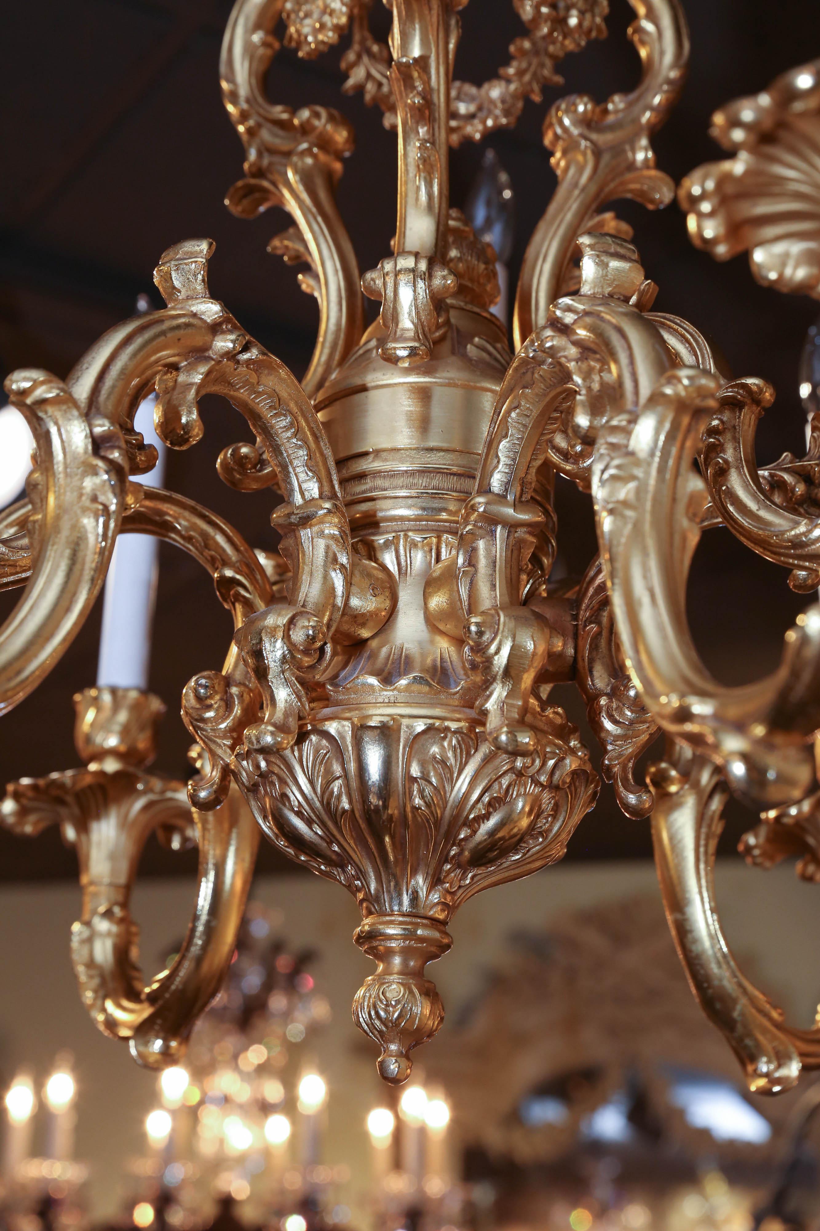 French Gilt Bronze Chandelier with Nine-Lights 1