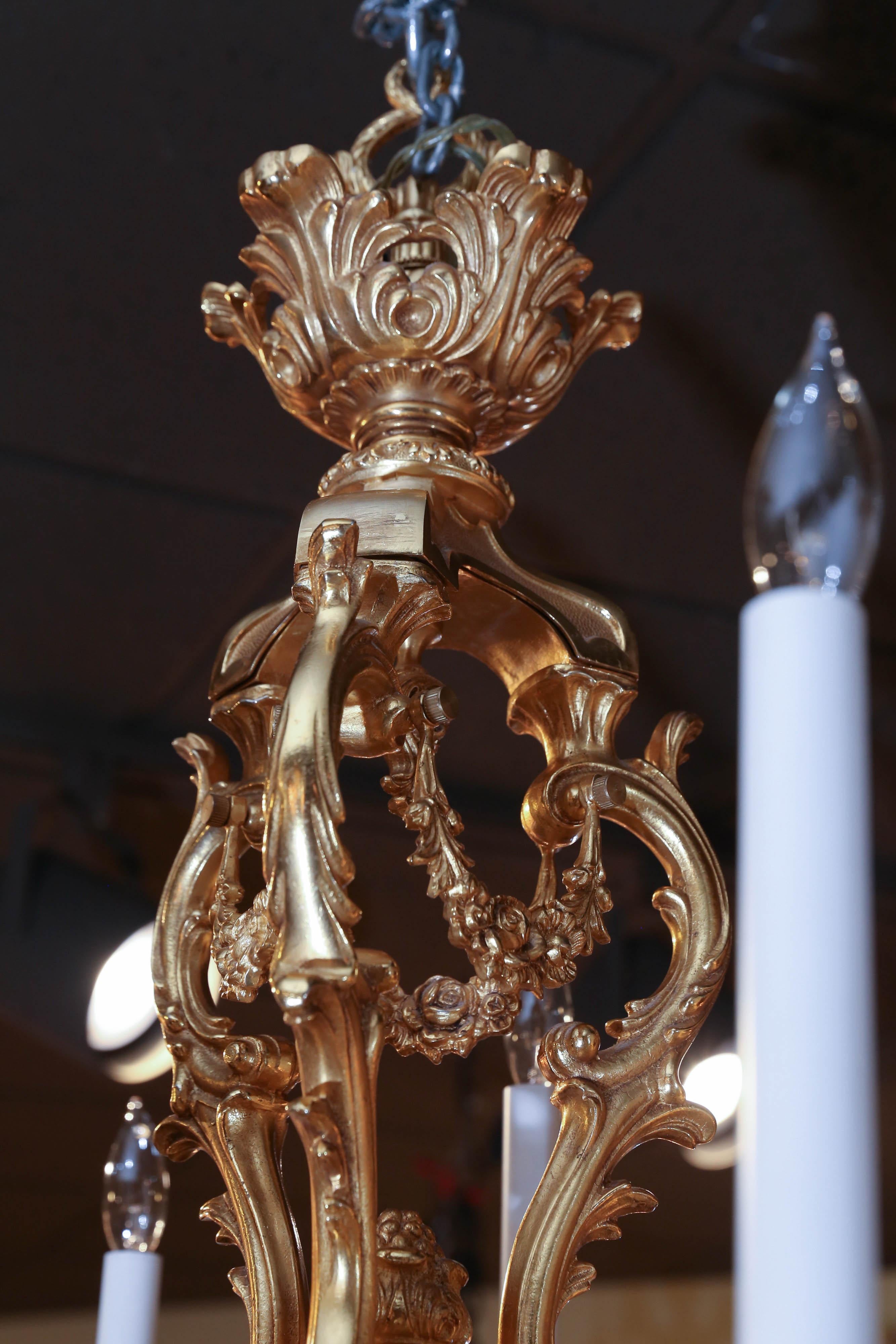 French Gilt Bronze Chandelier with Nine-Lights 2