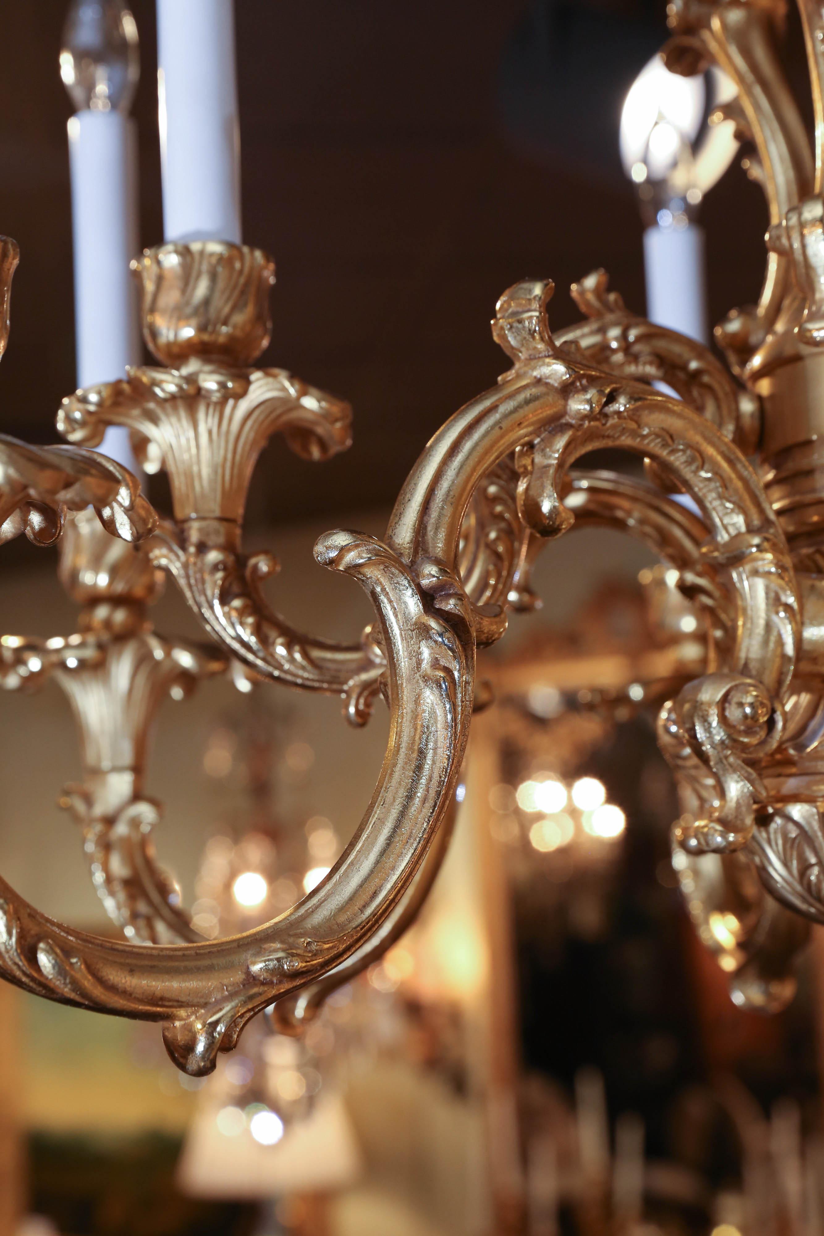 French Gilt Bronze Chandelier with Nine-Lights 4