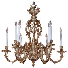 French Gilt Bronze Chandelier with Nine-Lights