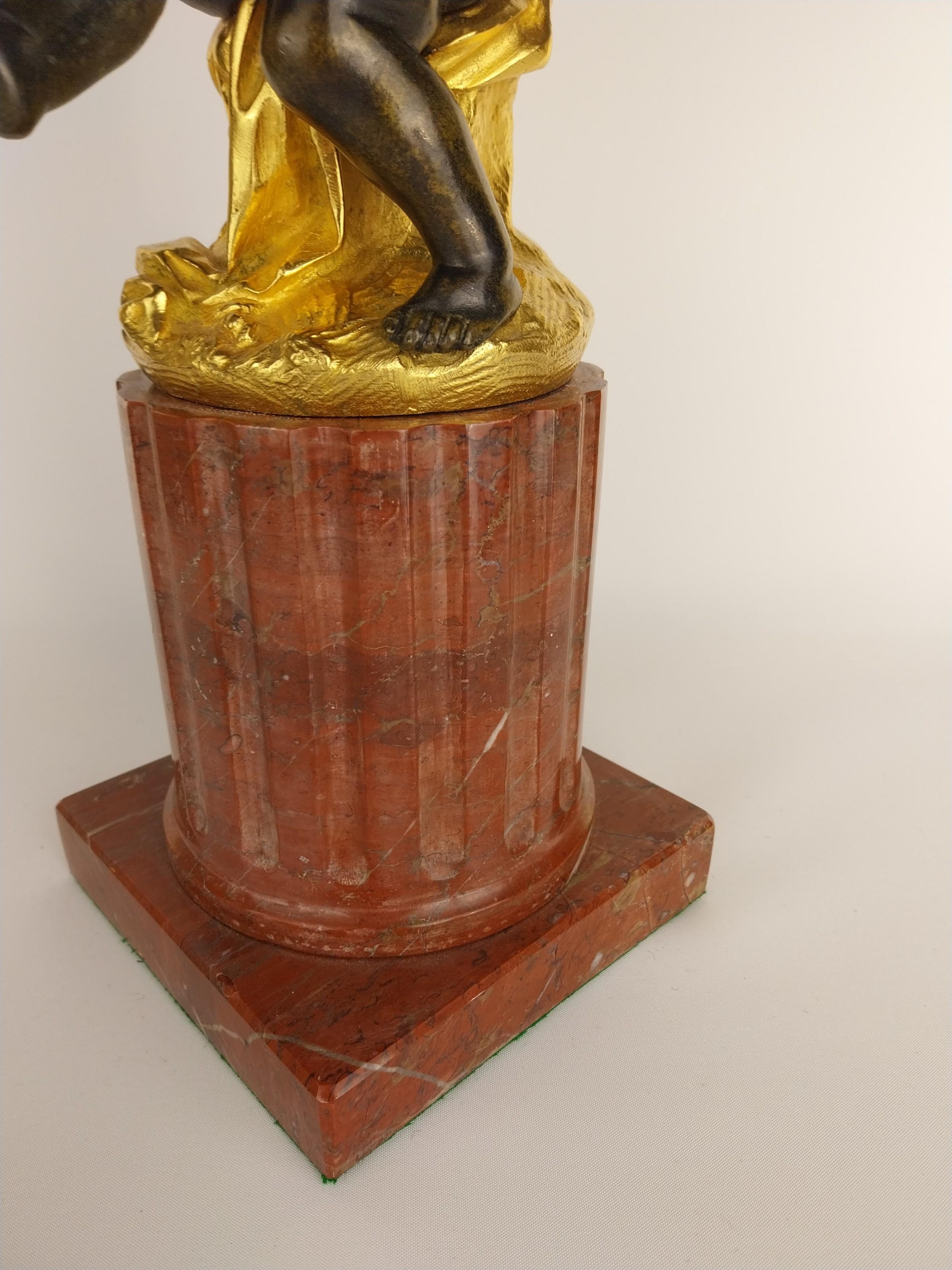 19th Century French Gilt Bronze Cherub Candlestick For Sale