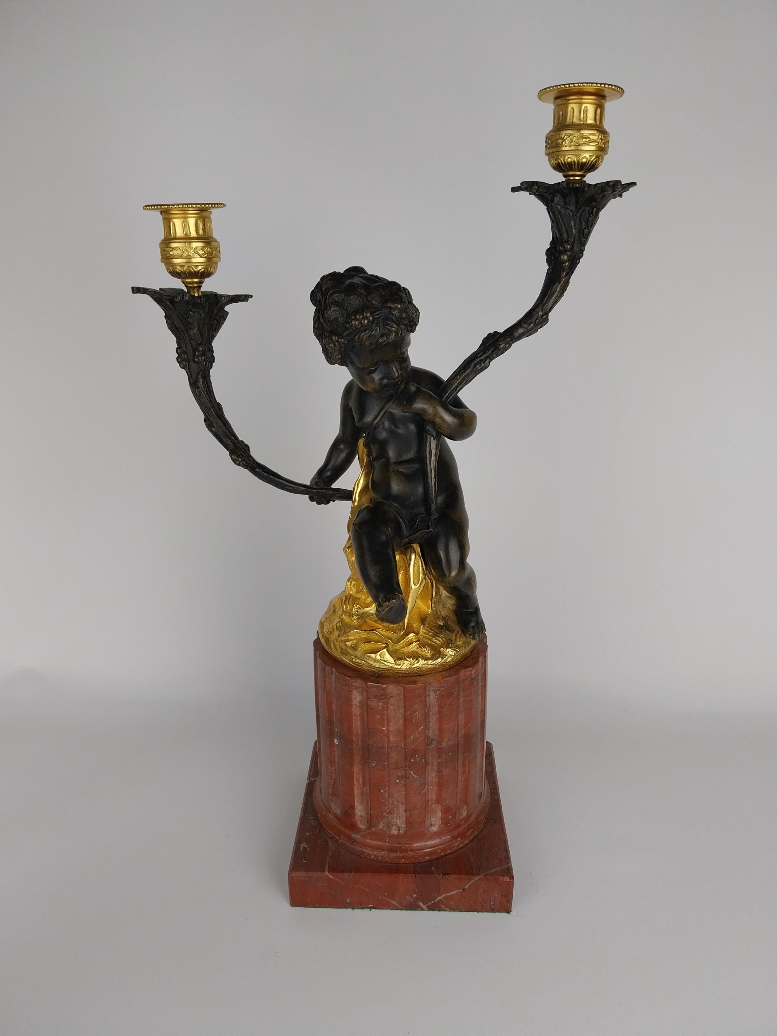 French Gilt Bronze Cherub Candlestick For Sale 1