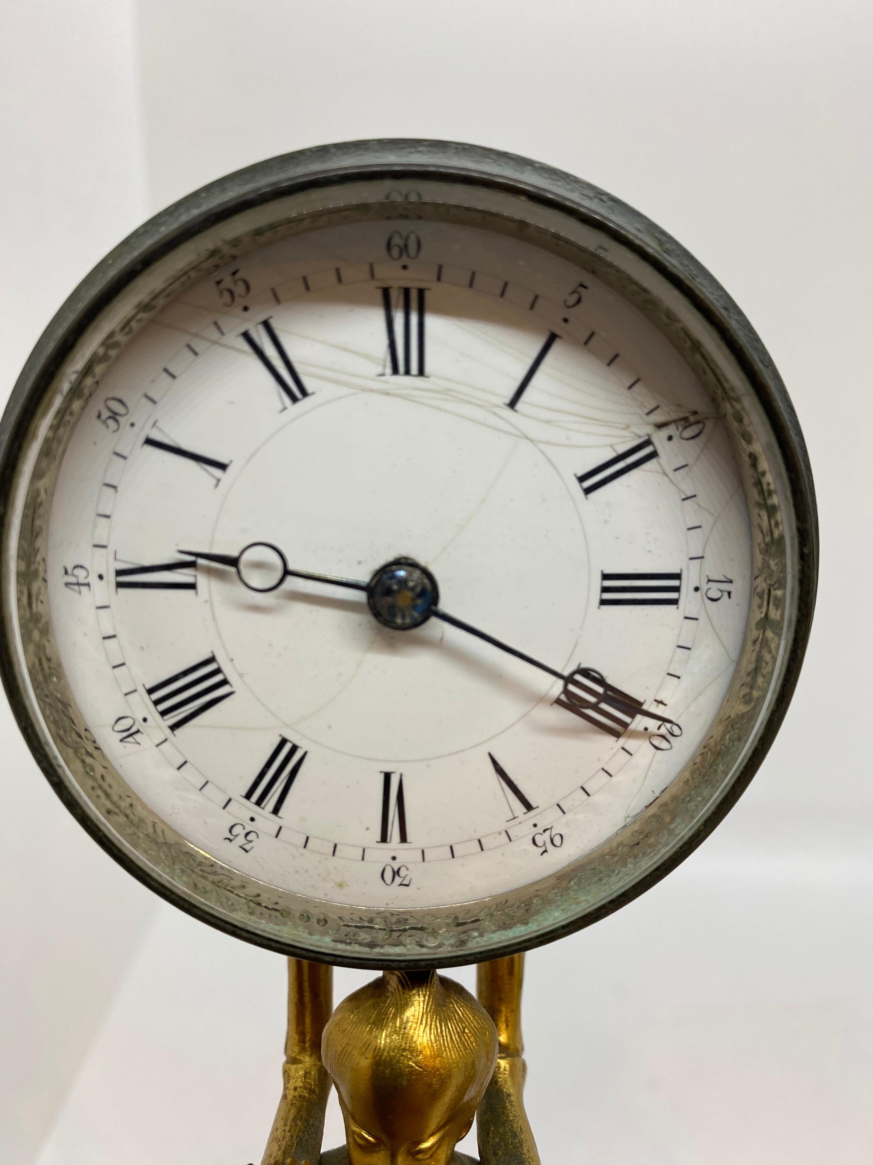 French Gilt Bronze Digital Clock and Barometer For Sale 6