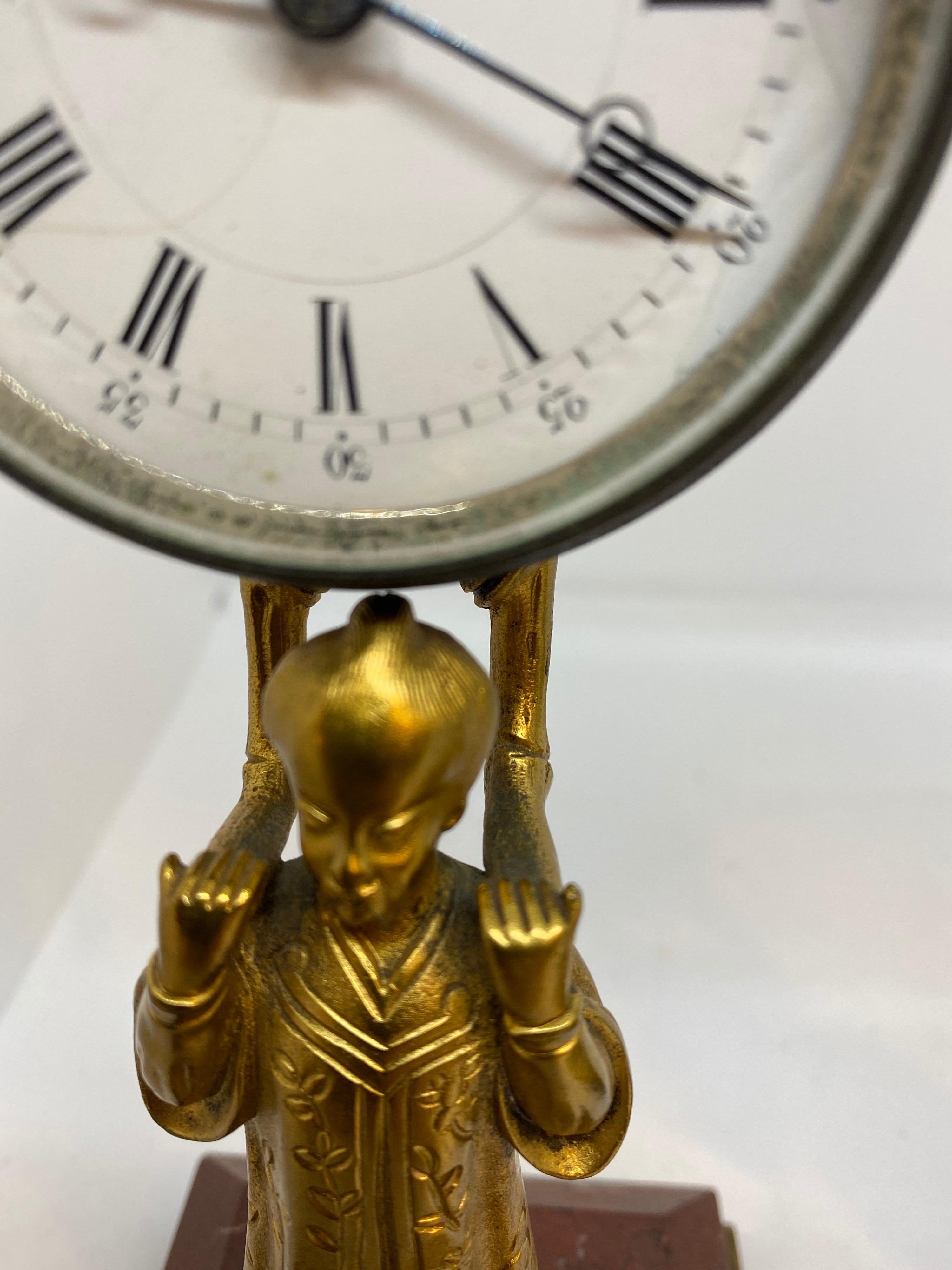 French Gilt Bronze Digital Clock and Barometer For Sale 5