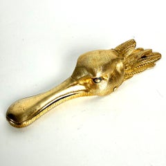 French Gilt Bronze Duck Letter Holder, Early 20th Century