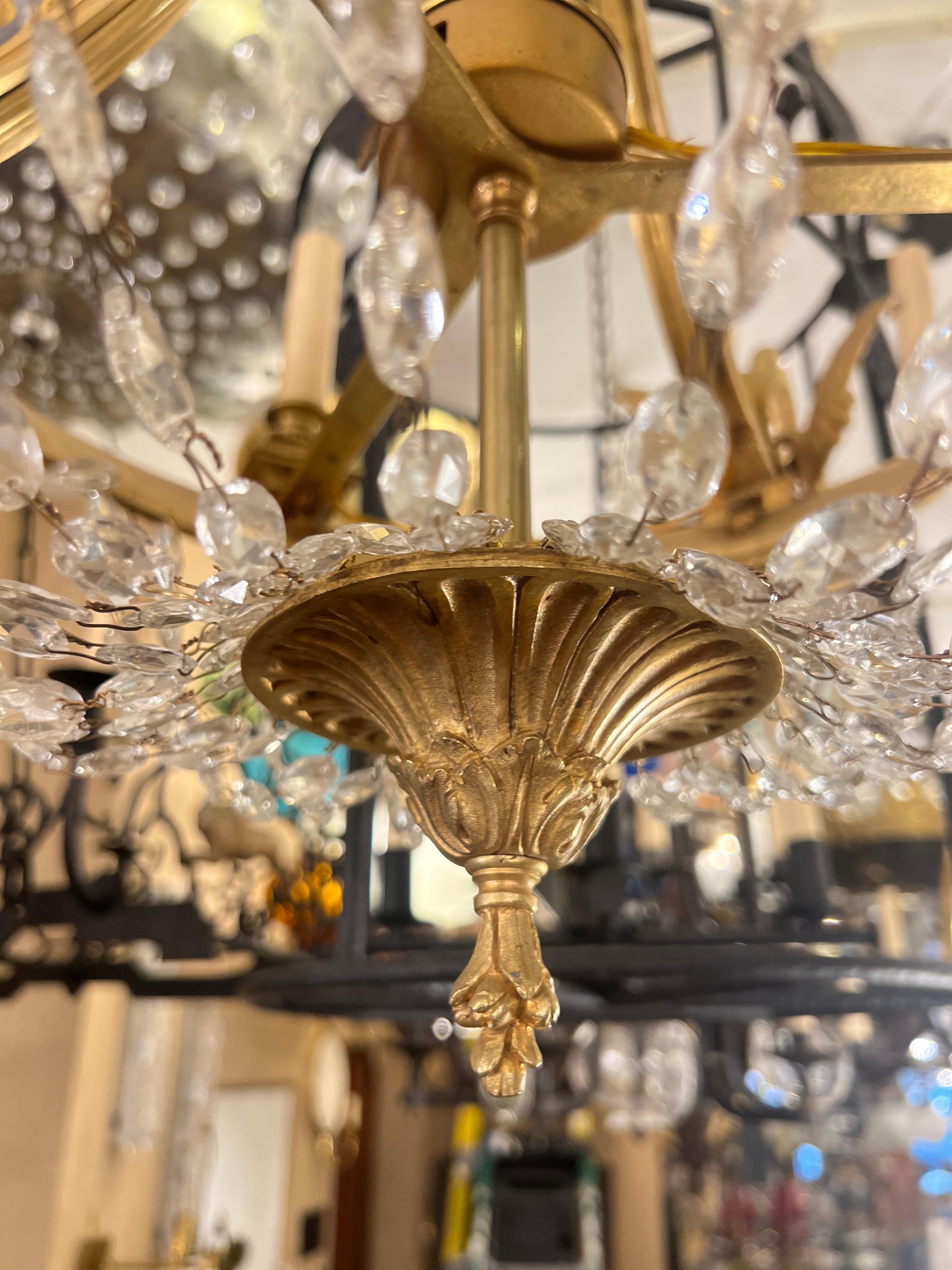 French Gilt Bronze Empire Chandelier For Sale 7