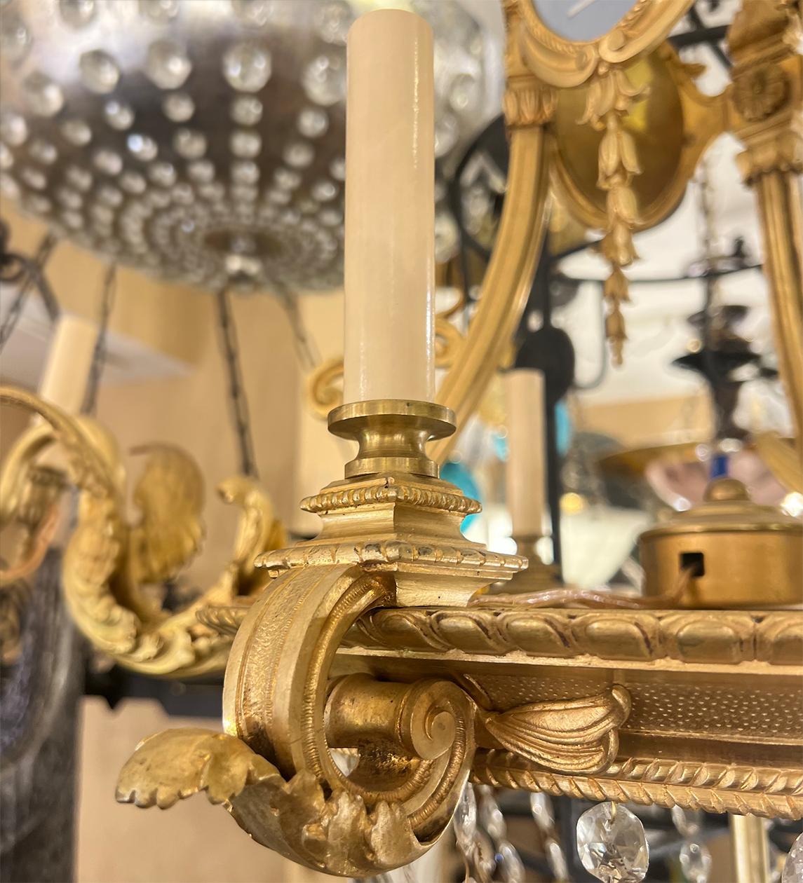 French Gilt Bronze Empire Chandelier For Sale 1