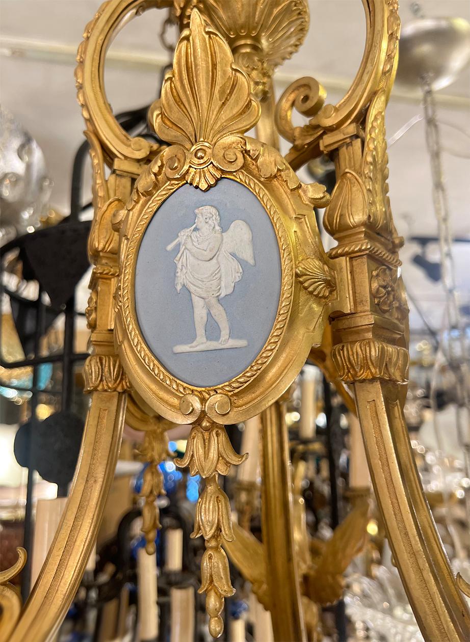Cristal Lustre Empire français en bronze doré en vente