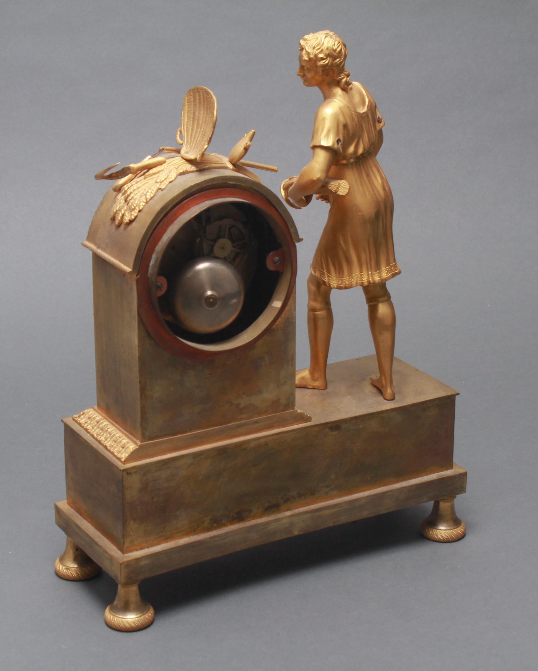 French Gilt Bronze Figural Mantel Clock 1