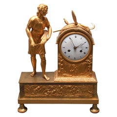 French Gilt Bronze Figural Mantel Clock