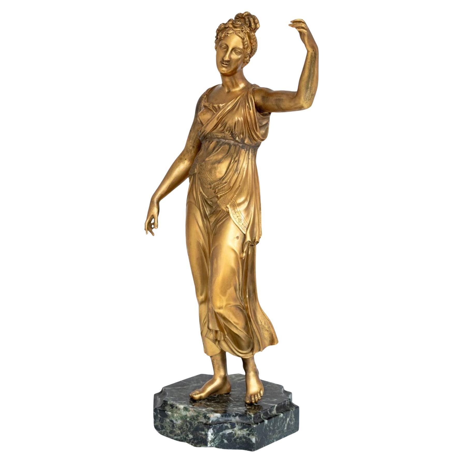 Scultura figurativa francese in bronzo dorato in vendita