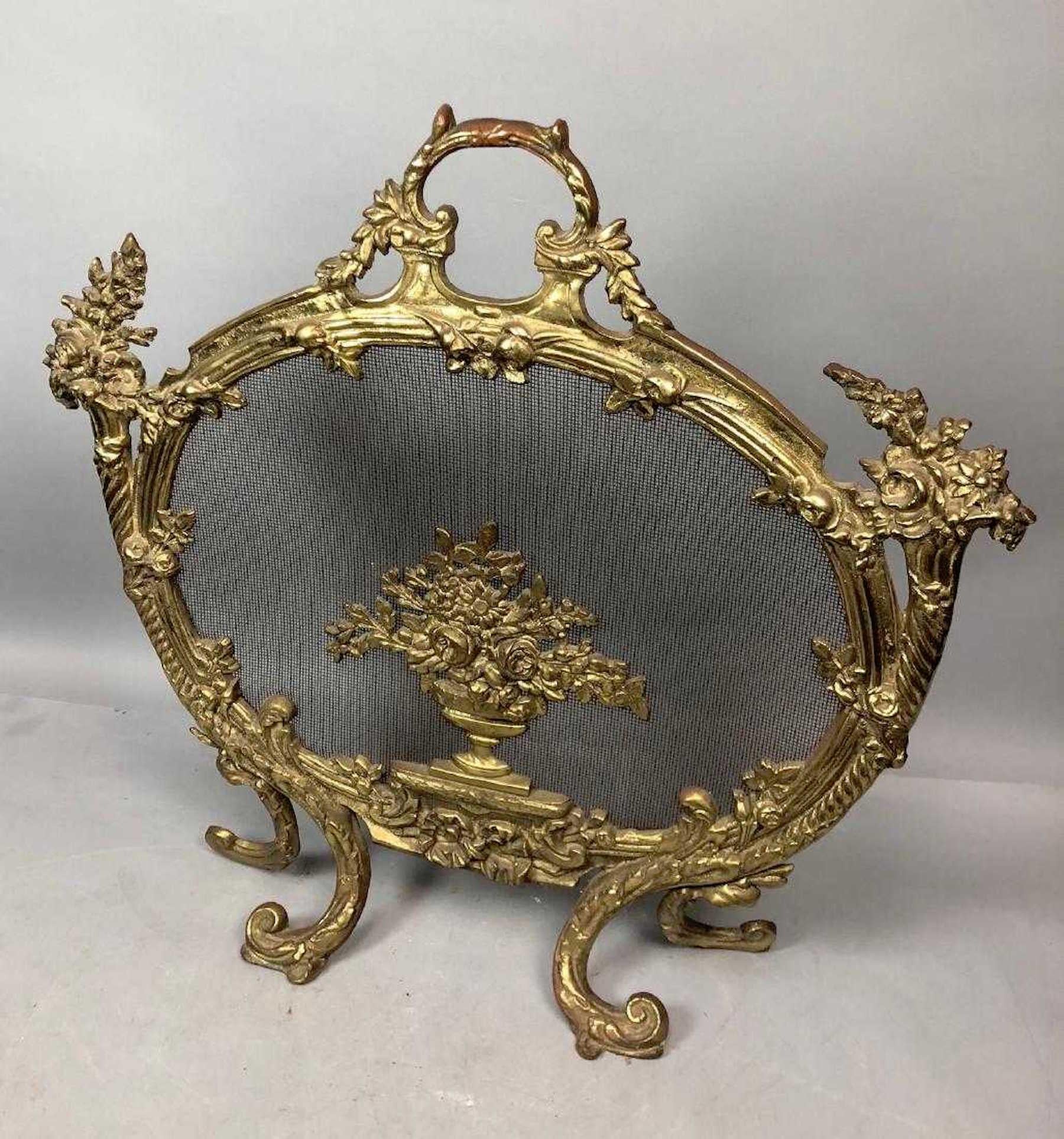 20th Century French Gilt Bronze Firescreen