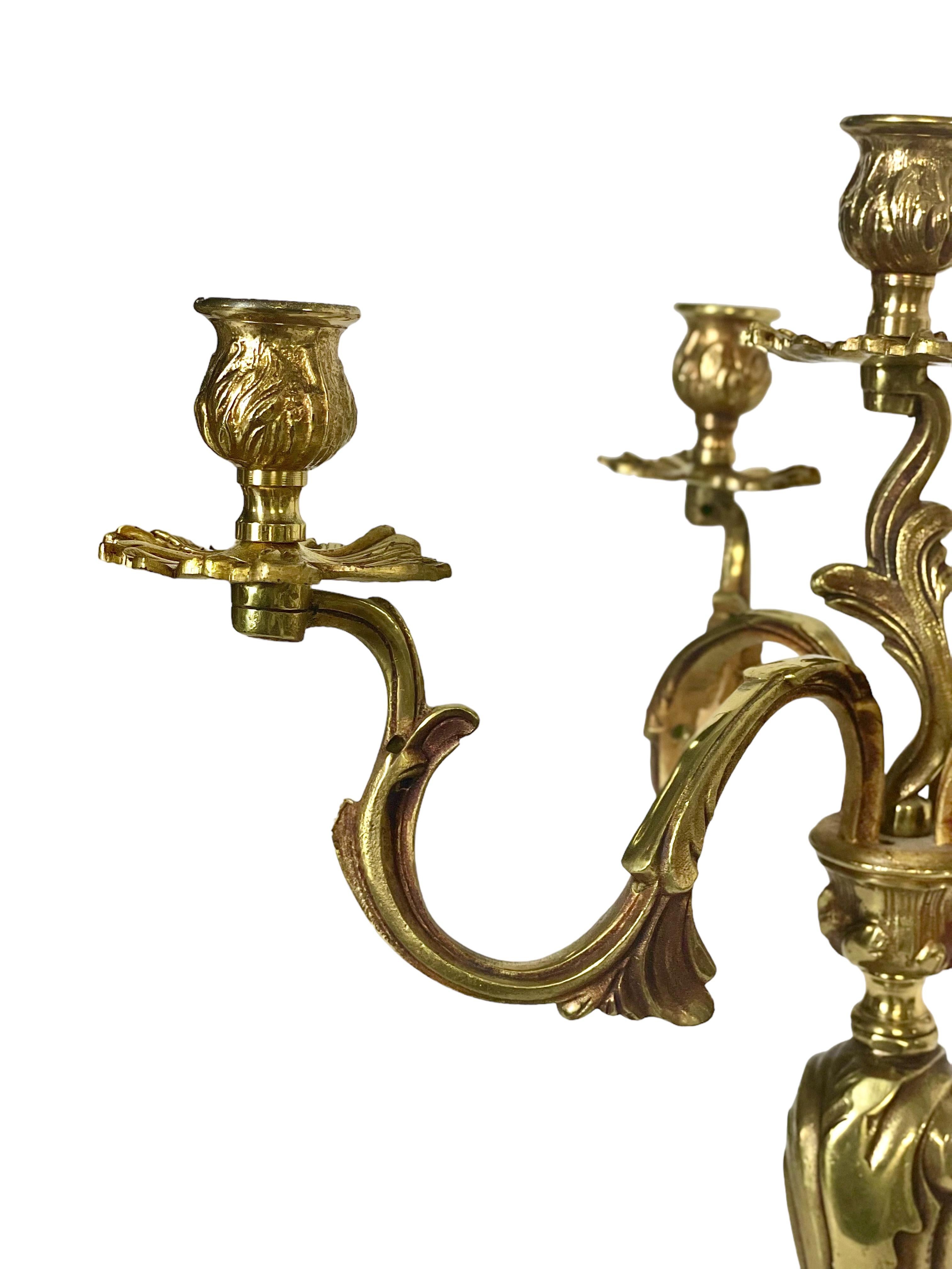 French Gilt Bronze Five Arm Candelabra For Sale 1