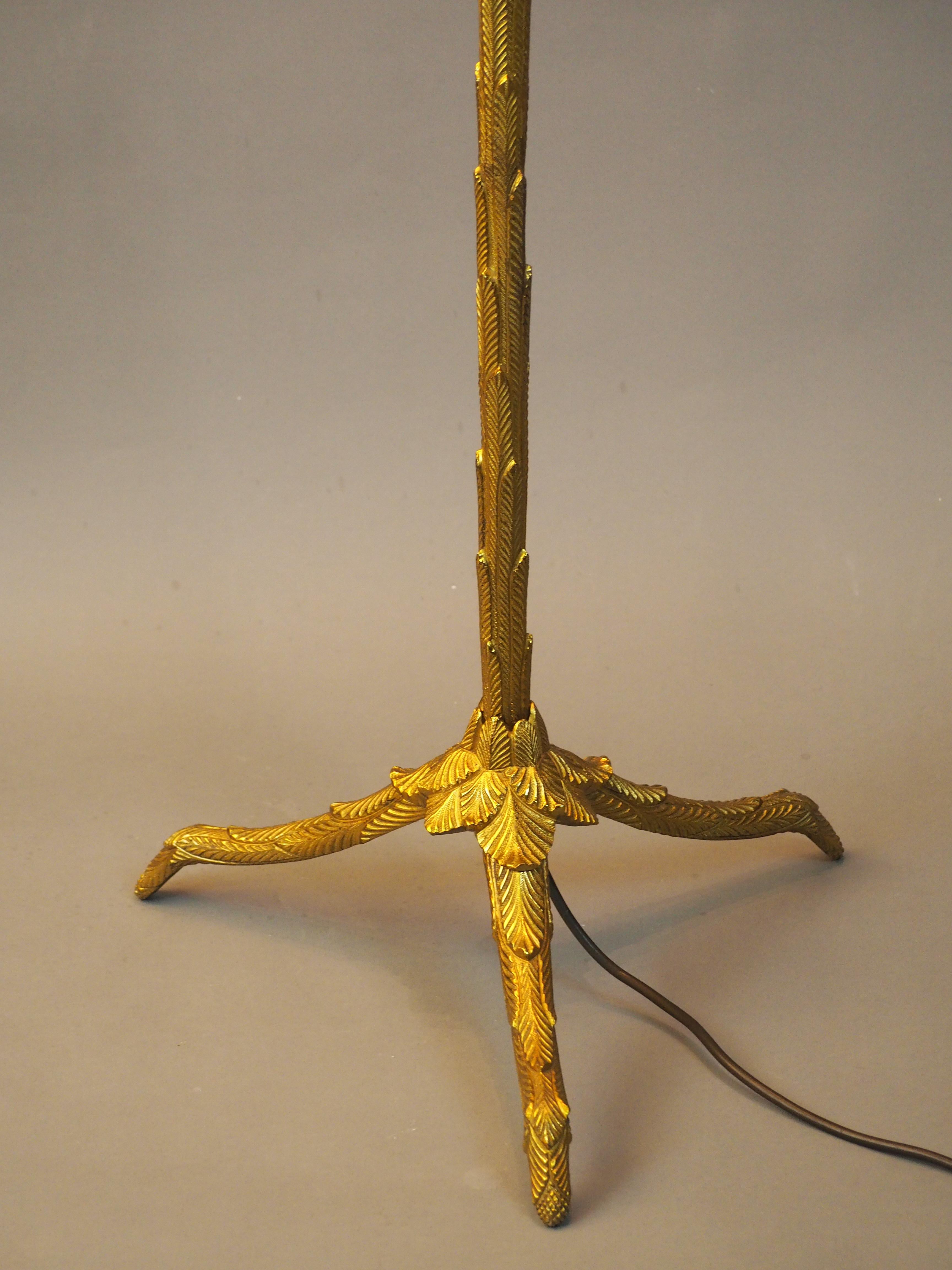 Mid-20th Century French Gilt Bronze Floor Lamp by Maison Baguès, circa 1950s For Sale