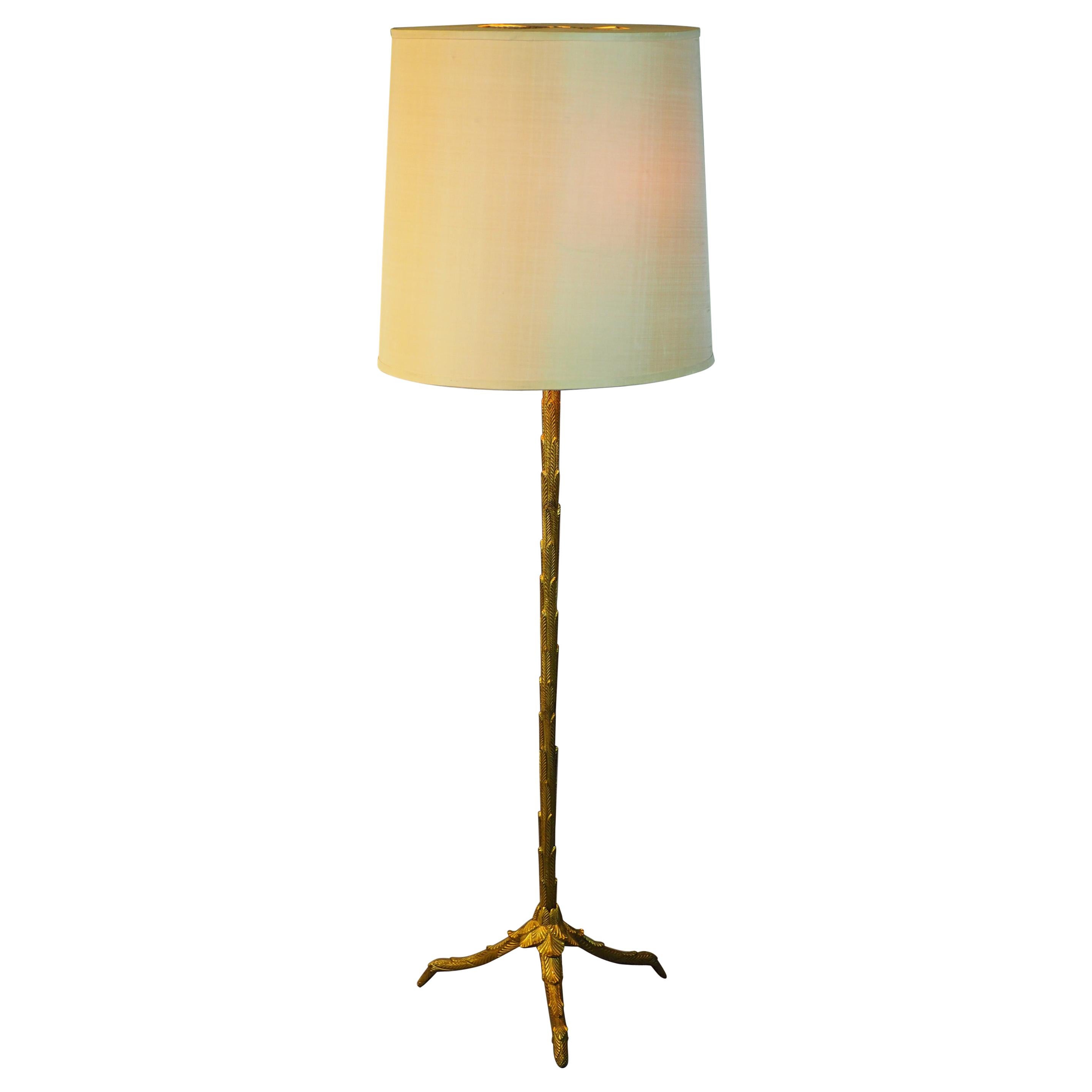 French Gilt Bronze Floor Lamp by Maison Baguès, circa 1950s For Sale