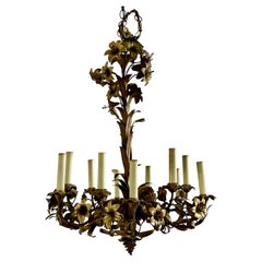 French Gilt-Bronze Floral Chandelier