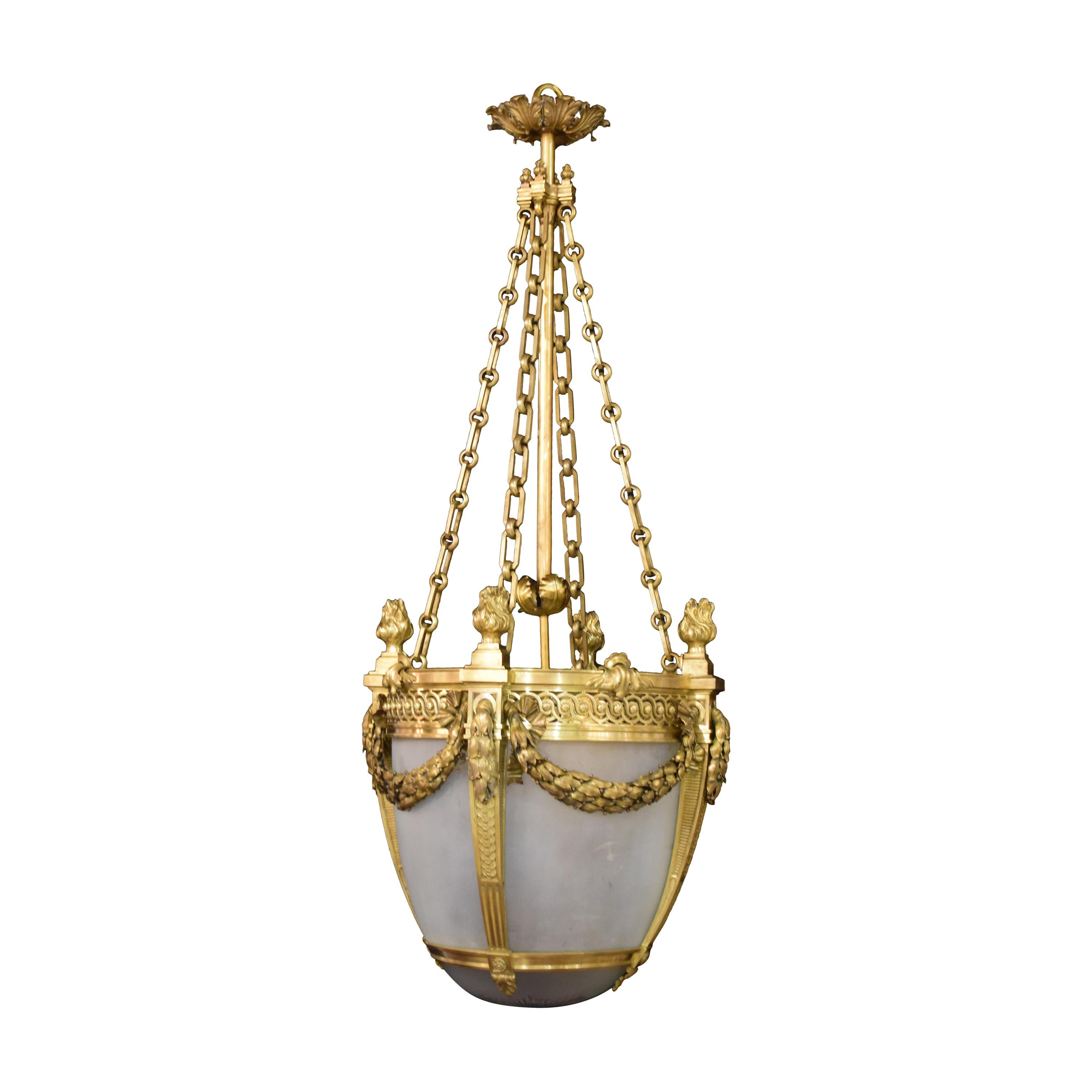 Lanterne française en bronze doré, datant d'environ 1900