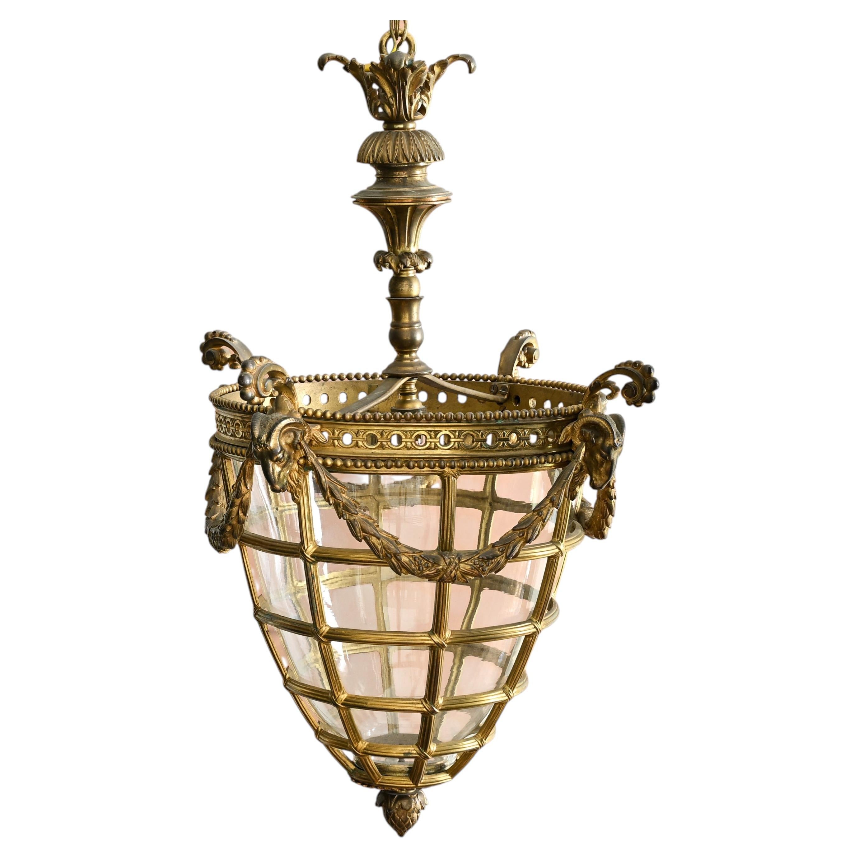 French Gilt Bronze Lantern in the Louis XVI Style For Sale