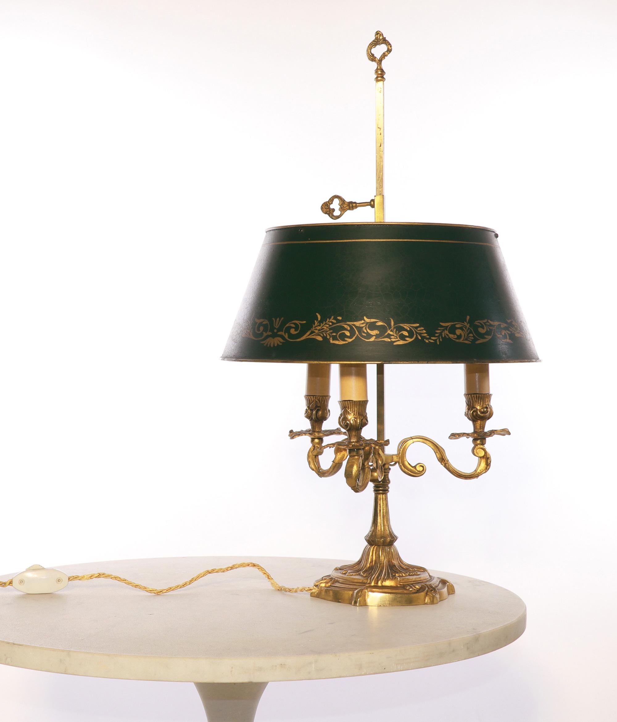 French Gilt Bronze Louis XV Style Bouillotte Lamp, 19th Century 1