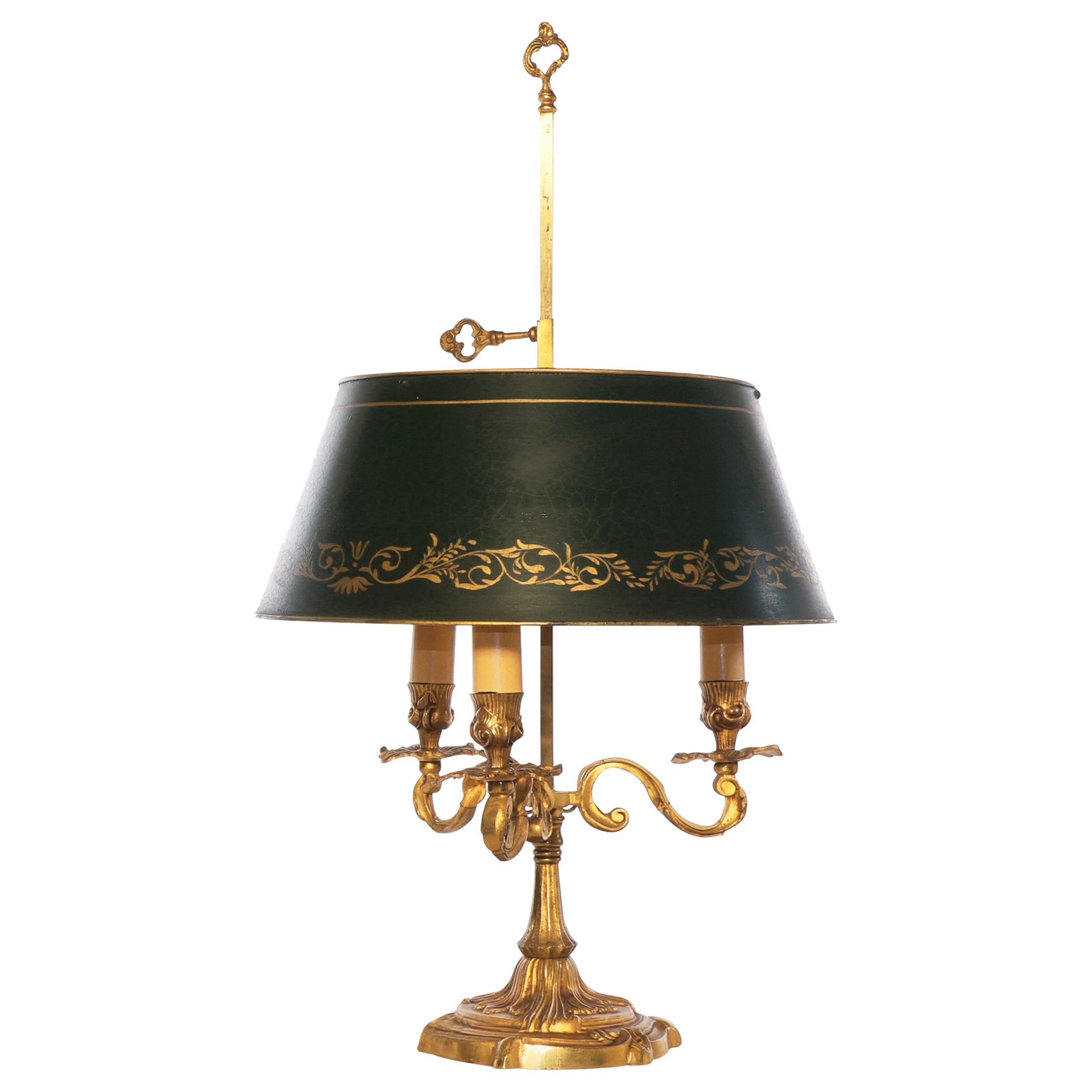 French Gilt Bronze Louis XV Style Bouillotte Lamp, 19th Century
