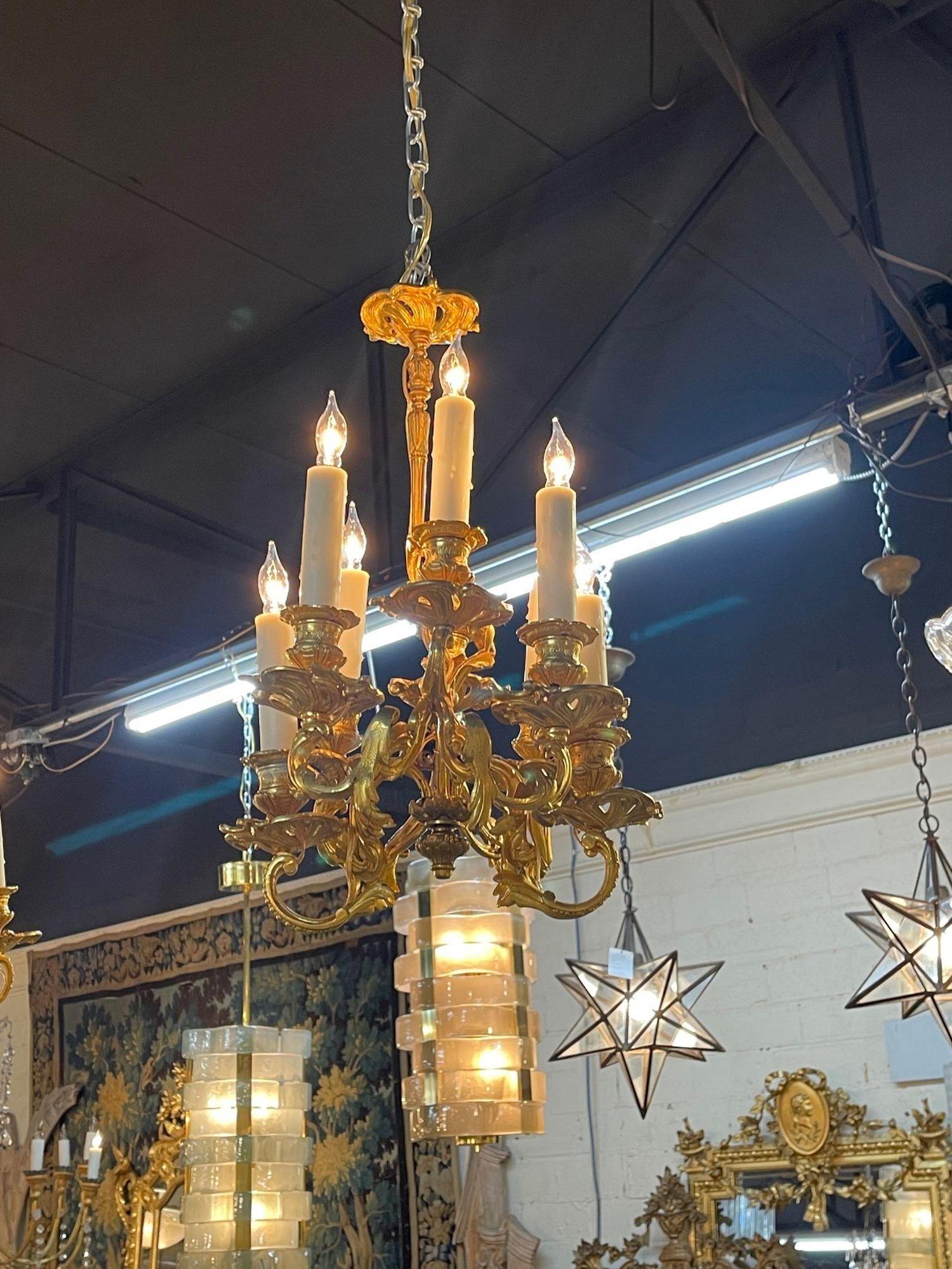 Late 19th Century French Gilt Bronze Louis XVI Chandelier For Sale