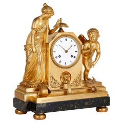 French Gilt Bronze Mantel Clock with Classical Figures