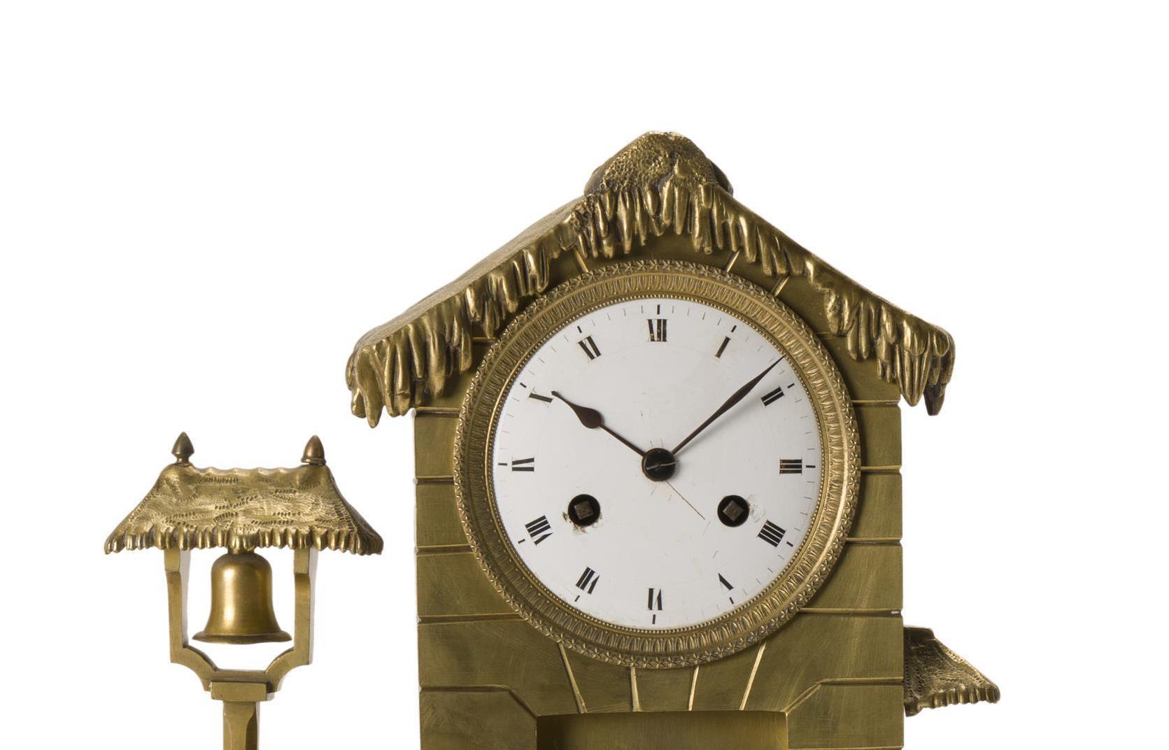French Gilt Bronze Mantle Clock With Dog, 19 C 4