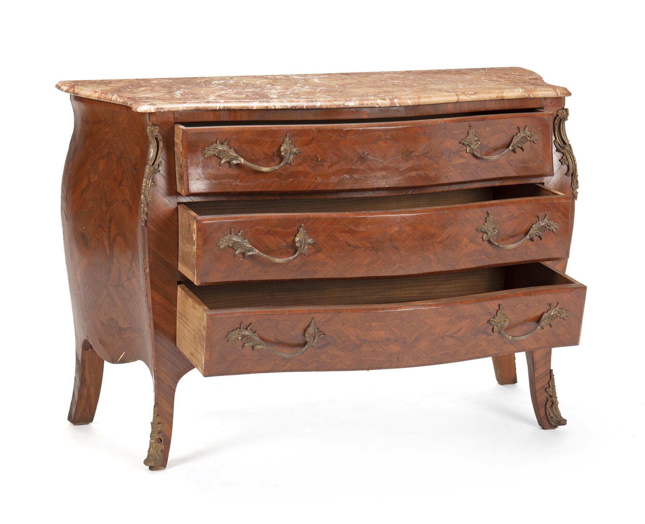 Carved French Gilt Bronze Mounted Commode, 19th Century For Sale