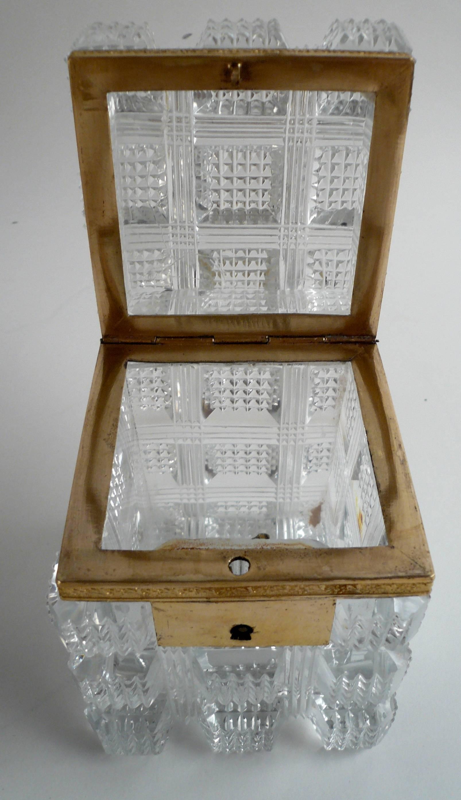 French Gilt Bronze Mounted Cut Crystal Box In Excellent Condition In Pittsburgh, PA