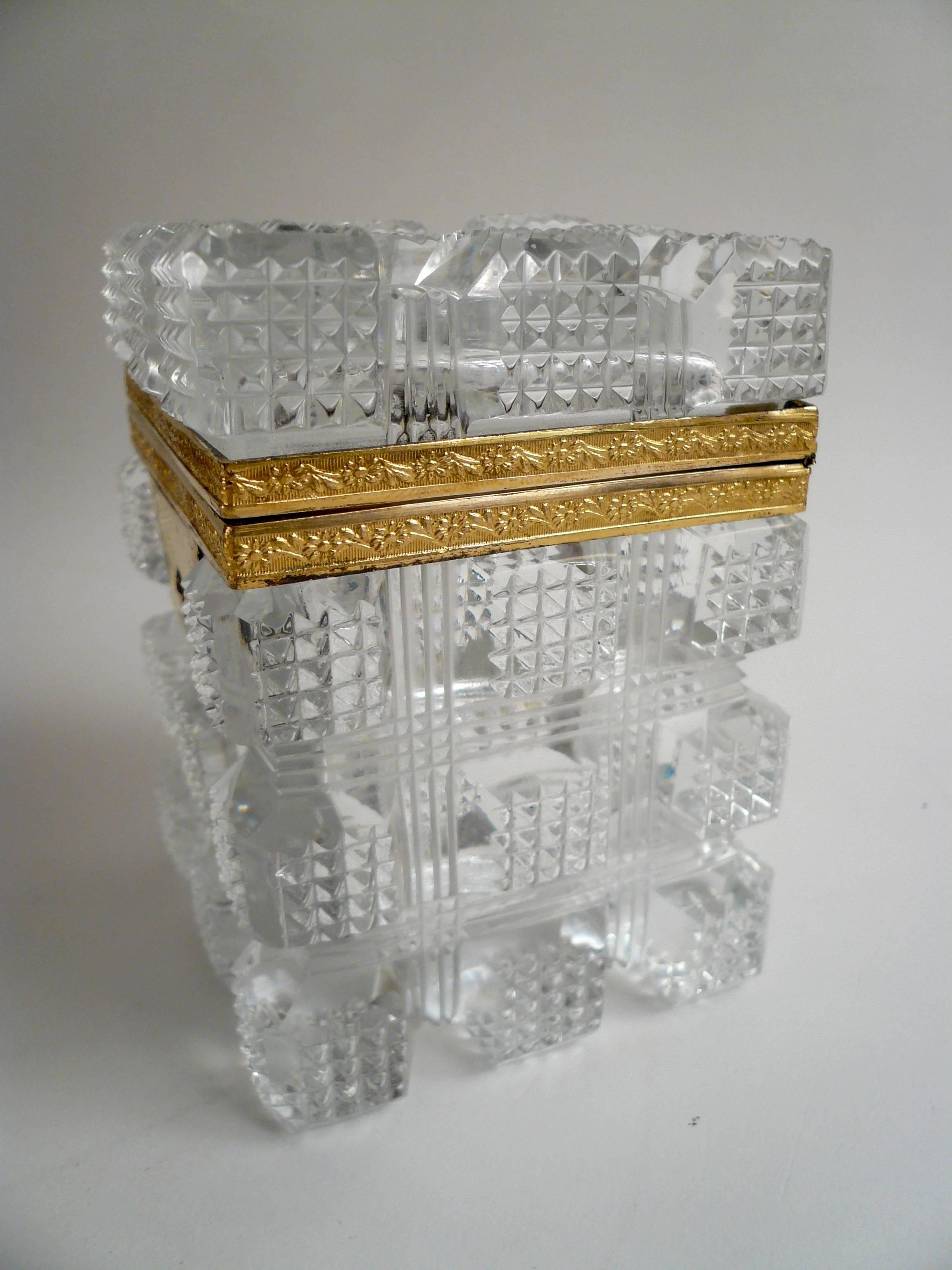 19th Century French Gilt Bronze Mounted Cut Crystal Box