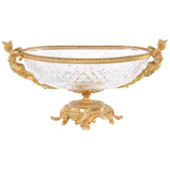 French Gilt Bronze Mounted / Cut Glass Centerpiece Bowl