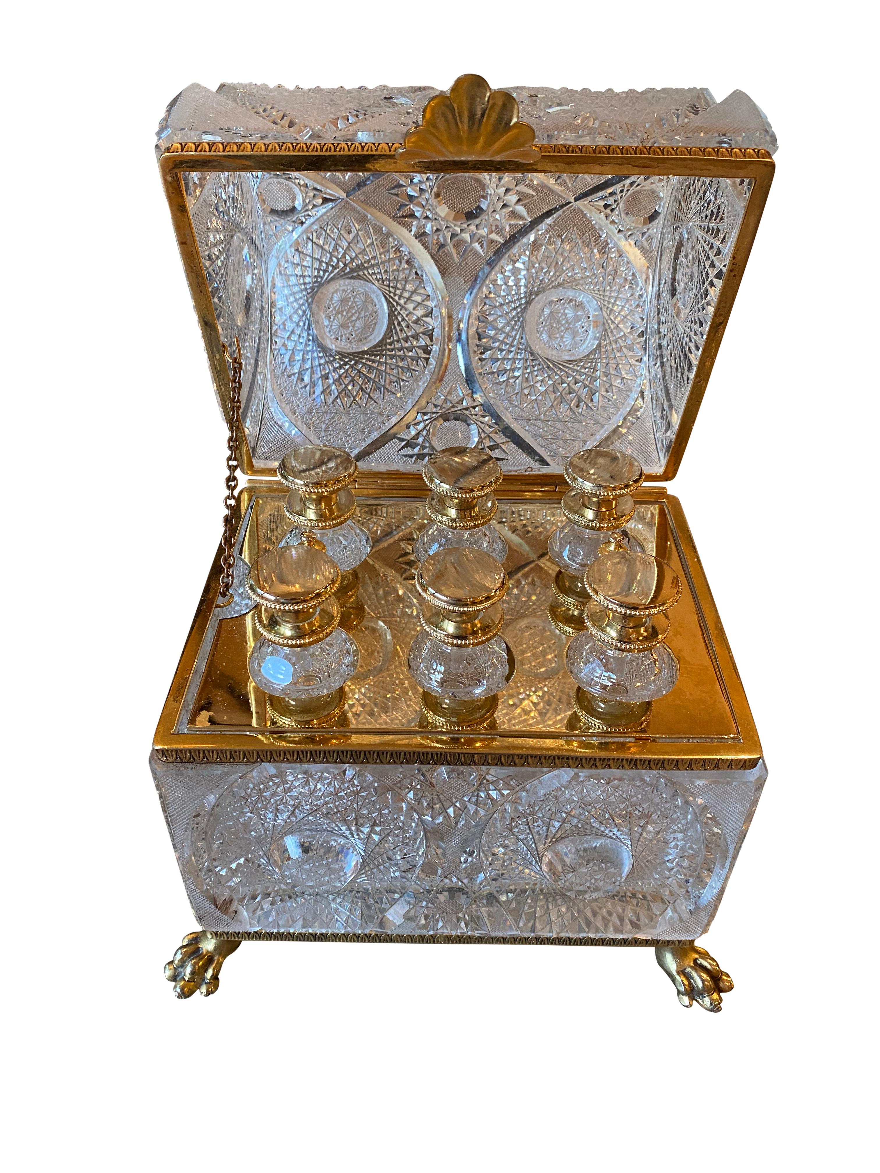 French Gilt Bronze Mounted Cut Glass Domed Casket Cristal Frères, Martin Benito 7