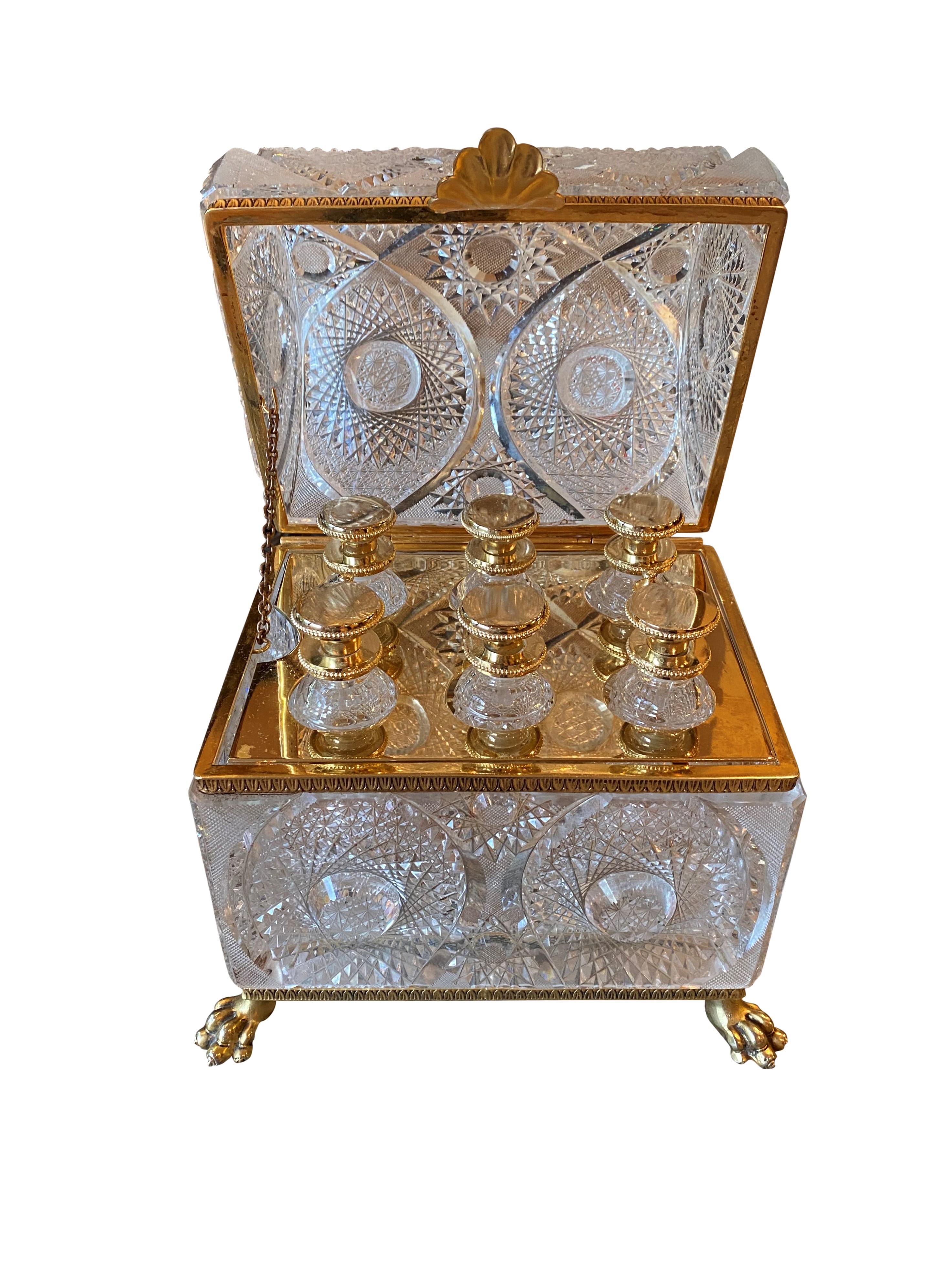French Gilt Bronze Mounted Cut Glass Domed Casket Cristal Frères, Martin Benito 1
