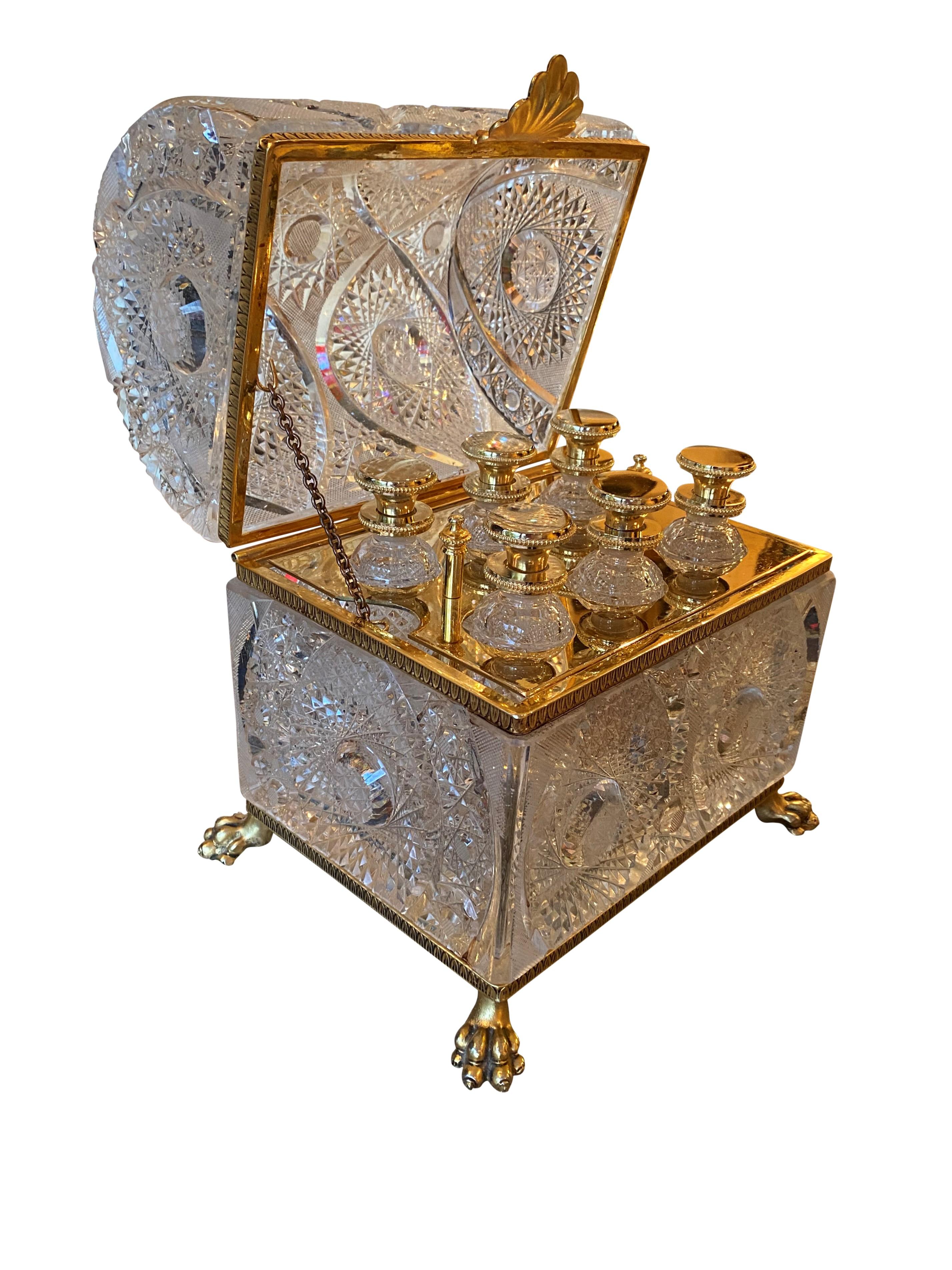 French Gilt Bronze Mounted Cut Glass Domed Casket Cristal Frères, Martin Benito 2