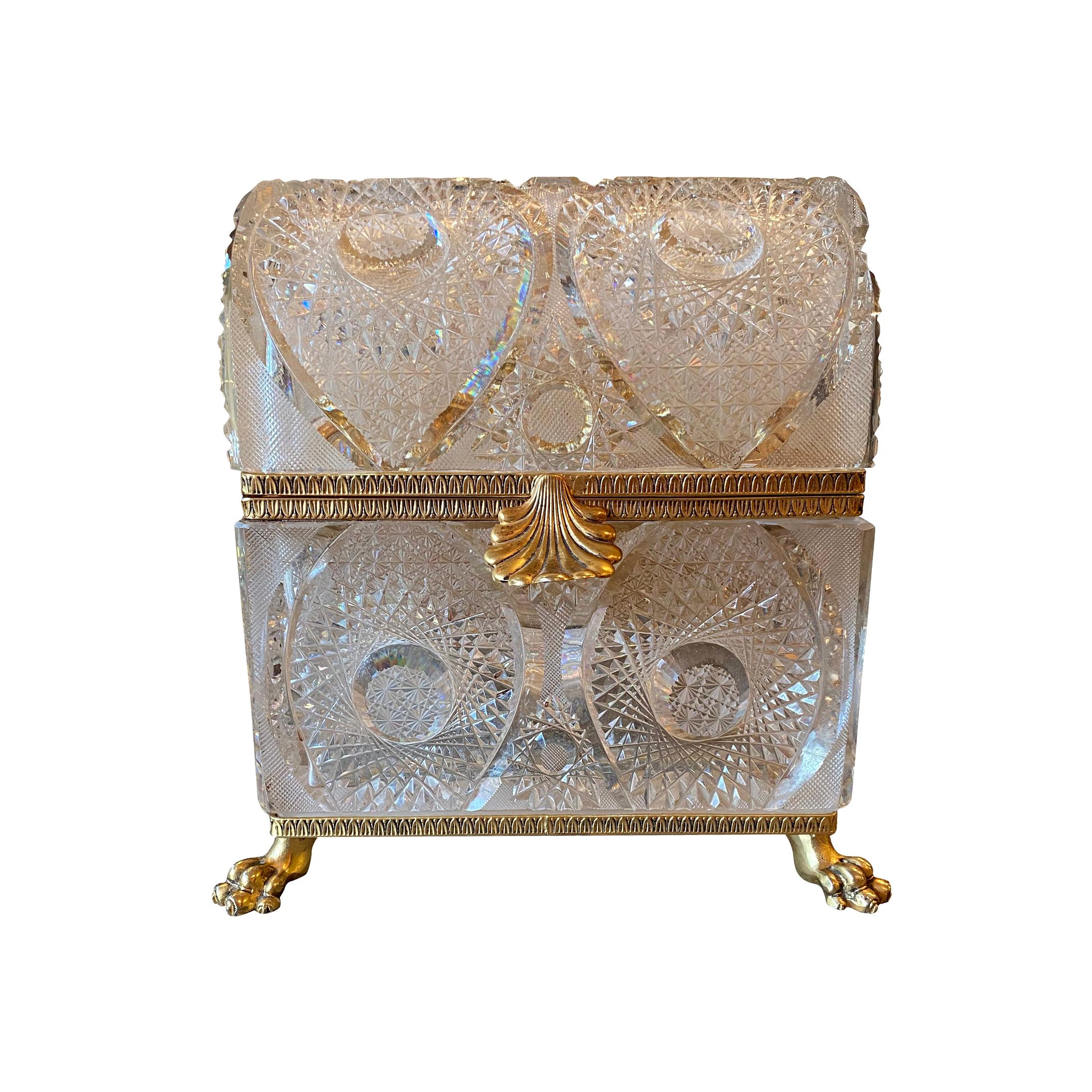 French Gilt Bronze Mounted Cut Glass Domed Casket Cristal Frères, Martin Benito