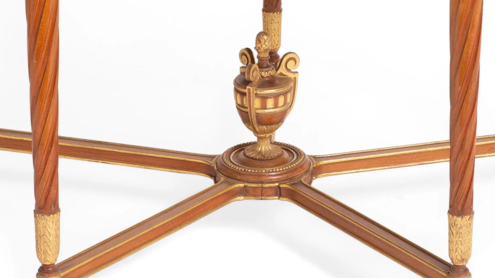 French Gilt Bronze Mounted Fruitwood Center Table, circa 1900 4