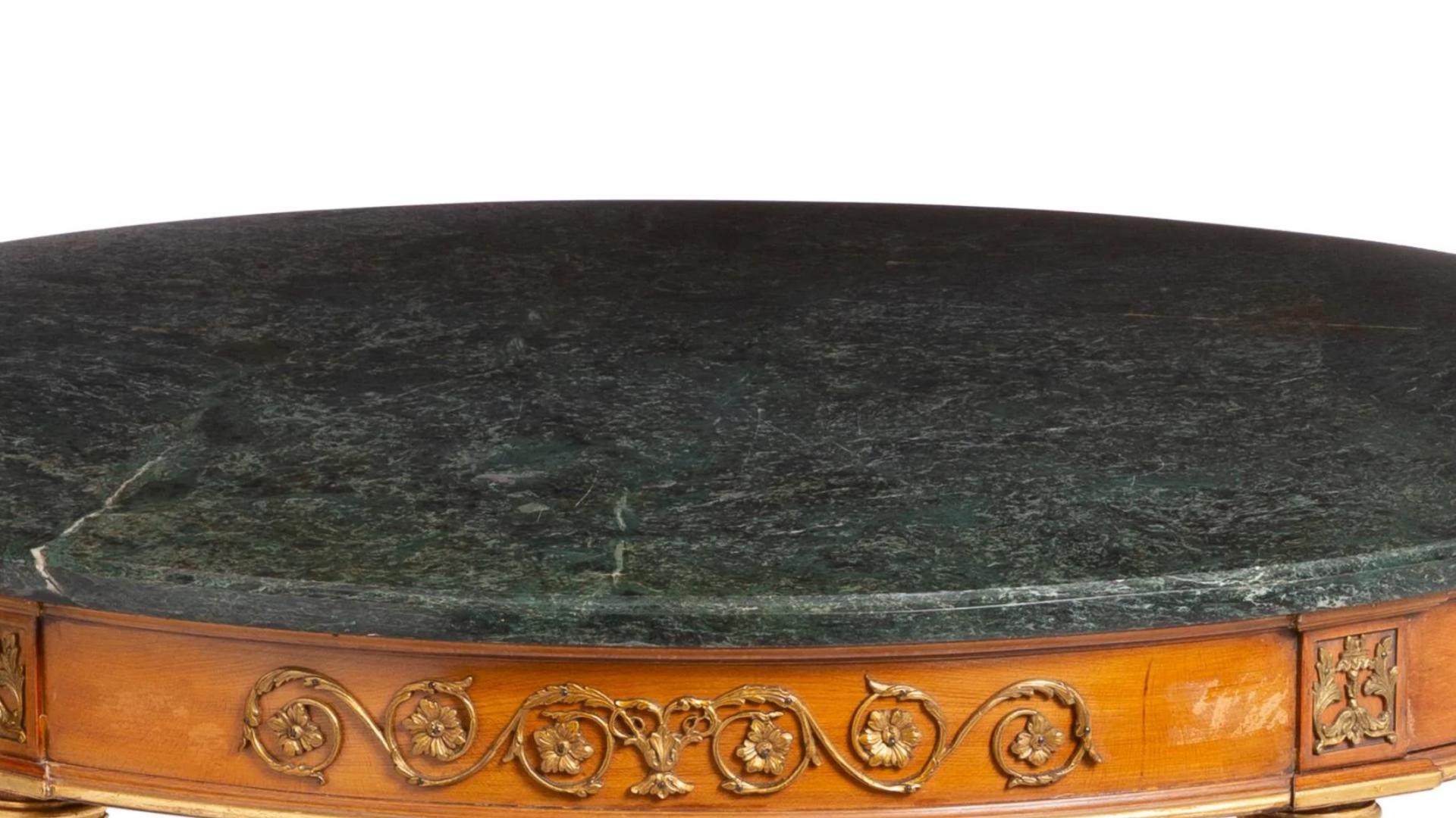 Louis XVI French Gilt Bronze Mounted Fruitwood Center Table, circa 1900