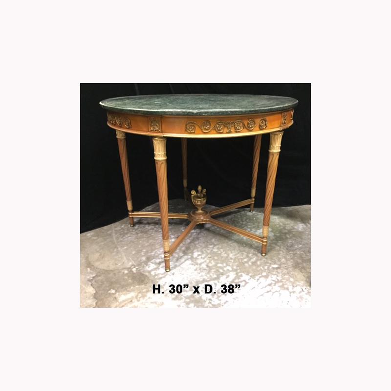 Early 20th Century French Gilt Bronze Mounted Fruitwood Center Table, circa 1900