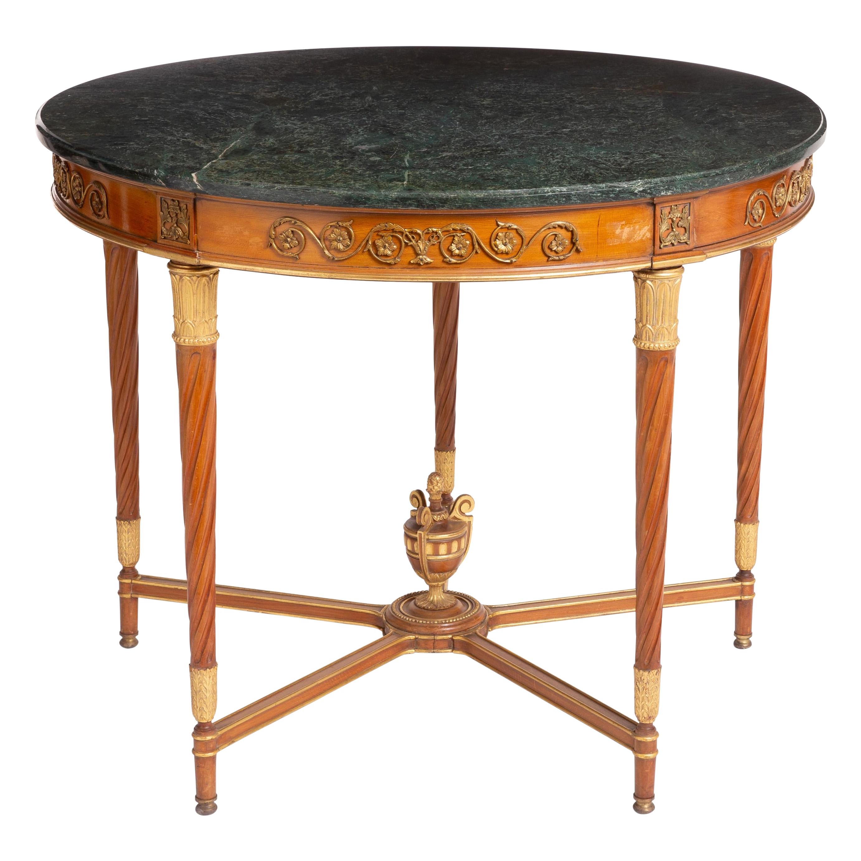 French Gilt Bronze Mounted Fruitwood Center Table, circa 1900
