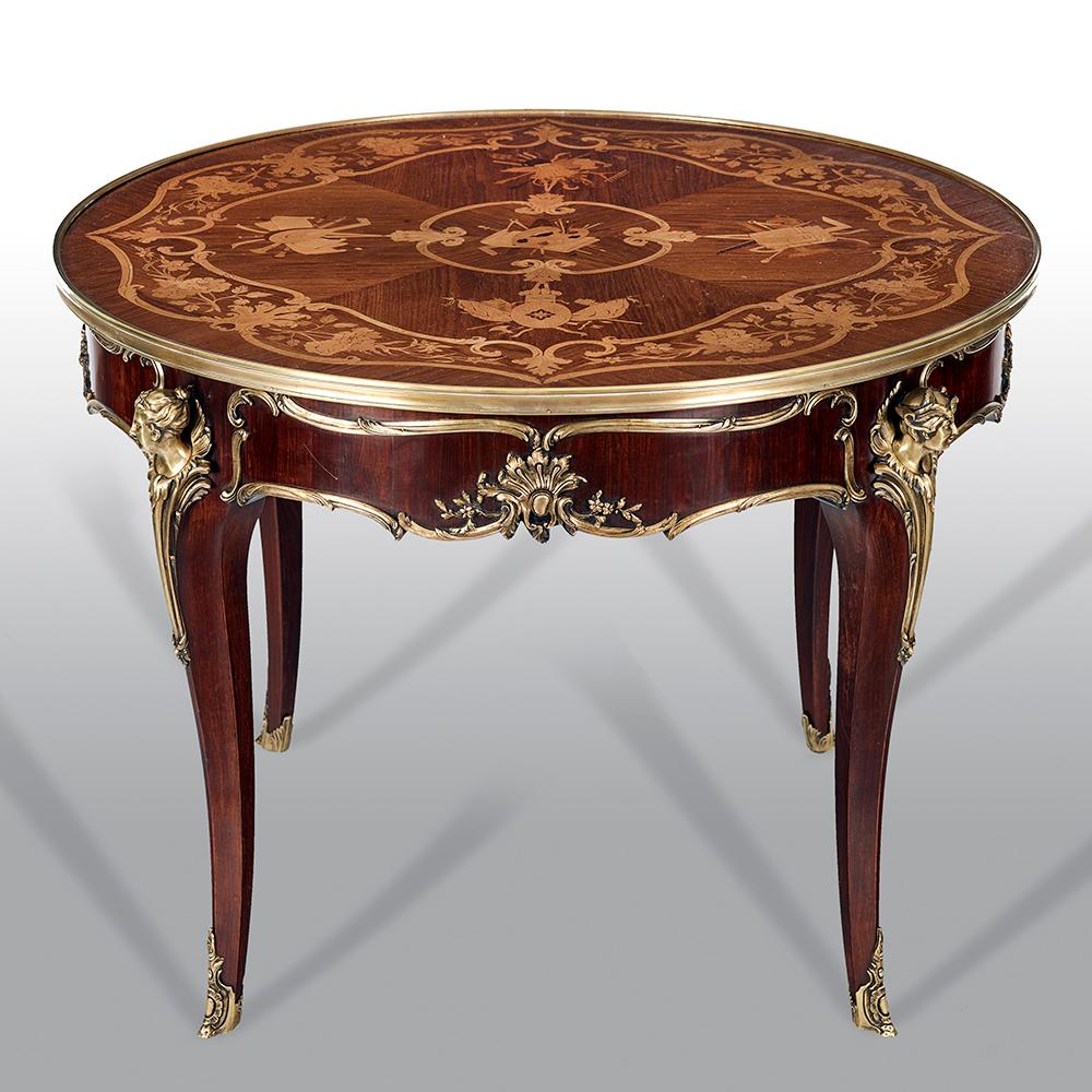 French Gilt Bronze-Mounted Kingwood, and Satinwood Marquetry Center Table In Good Condition In Uckfield, Sussex