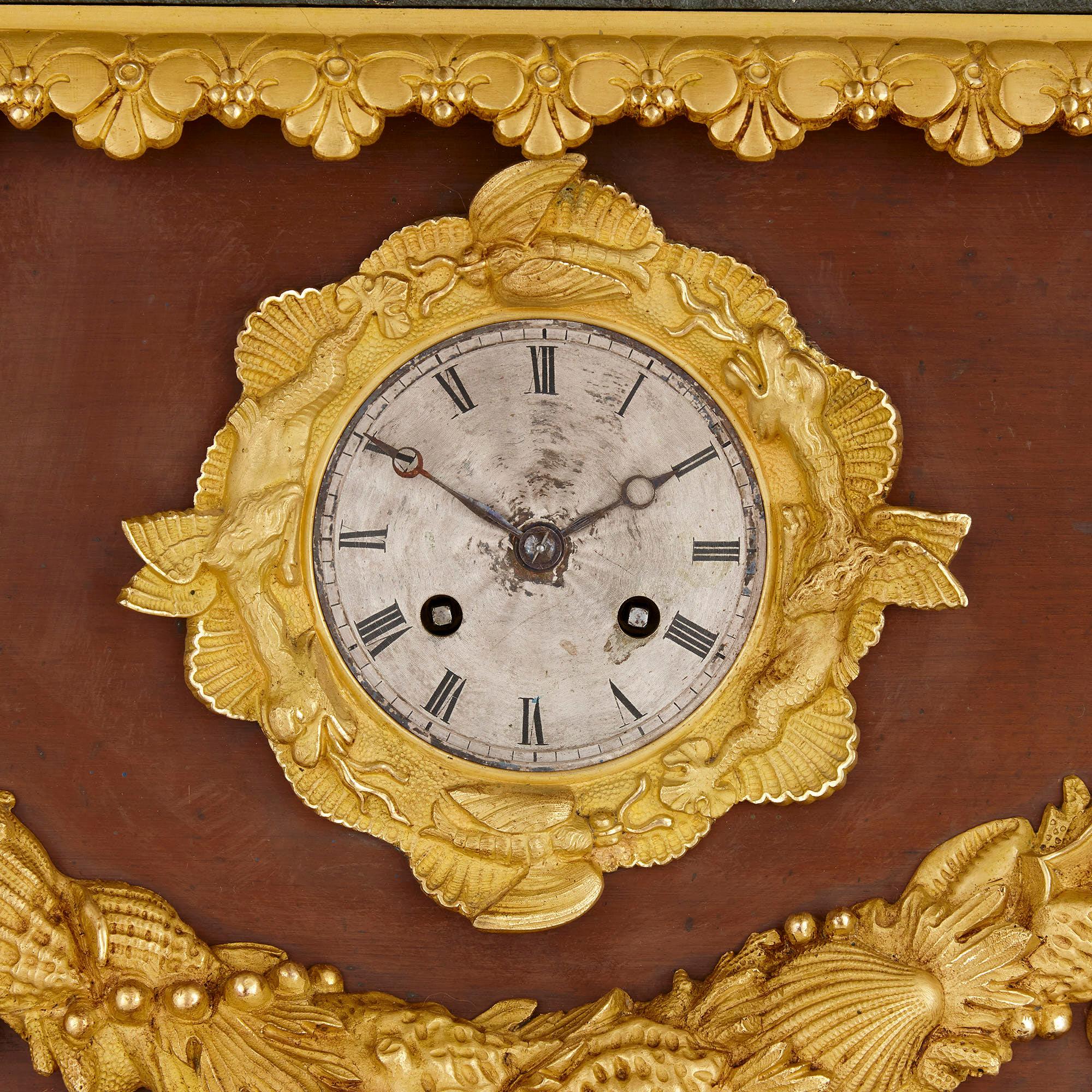 19th Century French Gilt Bronze Mounted Marine Themed Automaton Mantel Clock For Sale