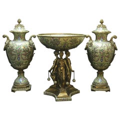 French Gilt Bronze Mounted Porcelain Three-Piece Garniture