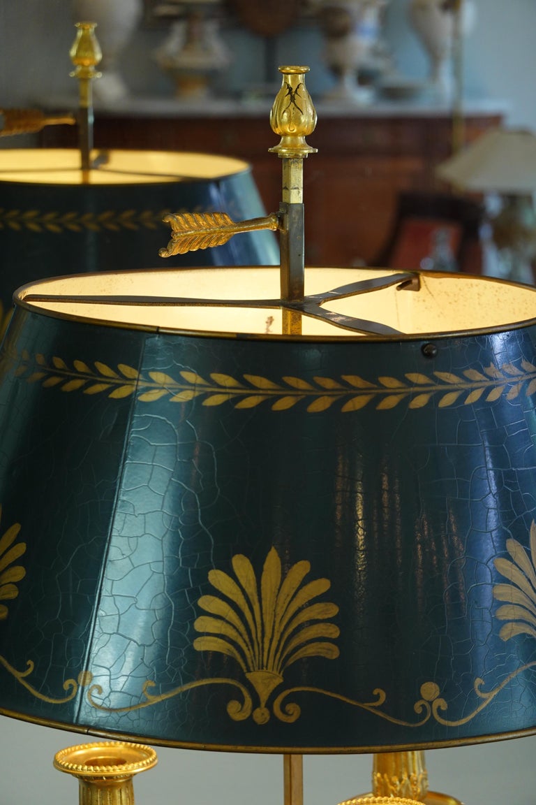 French Gilt-Bronze Neoclassical Bouillotte Lamp with Tole Shade For ...