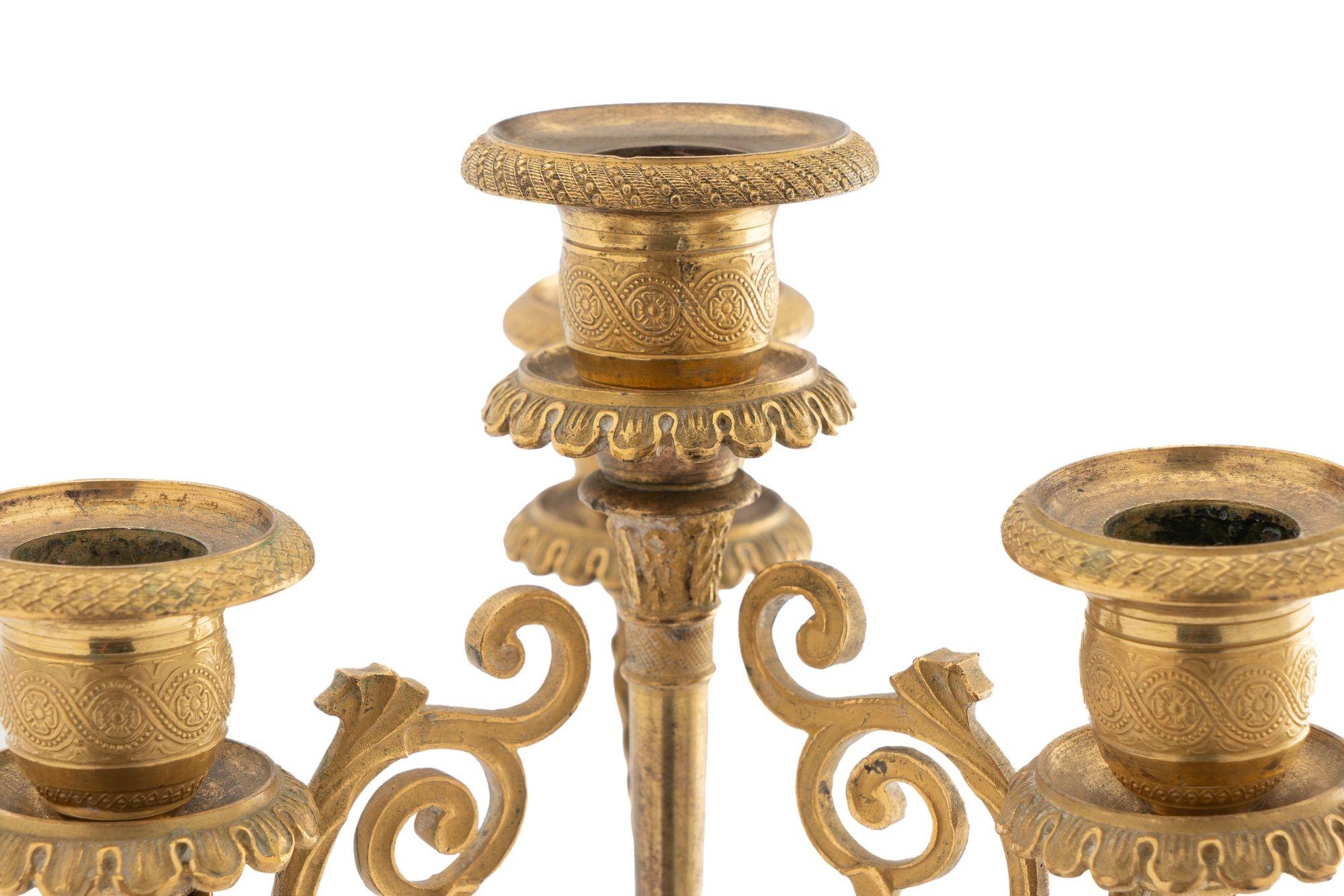 French Gilt Bronze & Opaline Glass Candelabra, 1815 For Sale 2