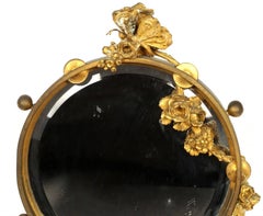French Gilt Bronze Ormolu Figural Table Mirror
