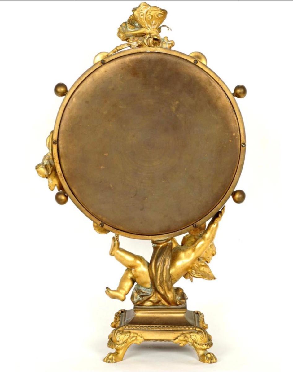 20th Century French Gilt Bronze Ormolu Figural Table Mirror